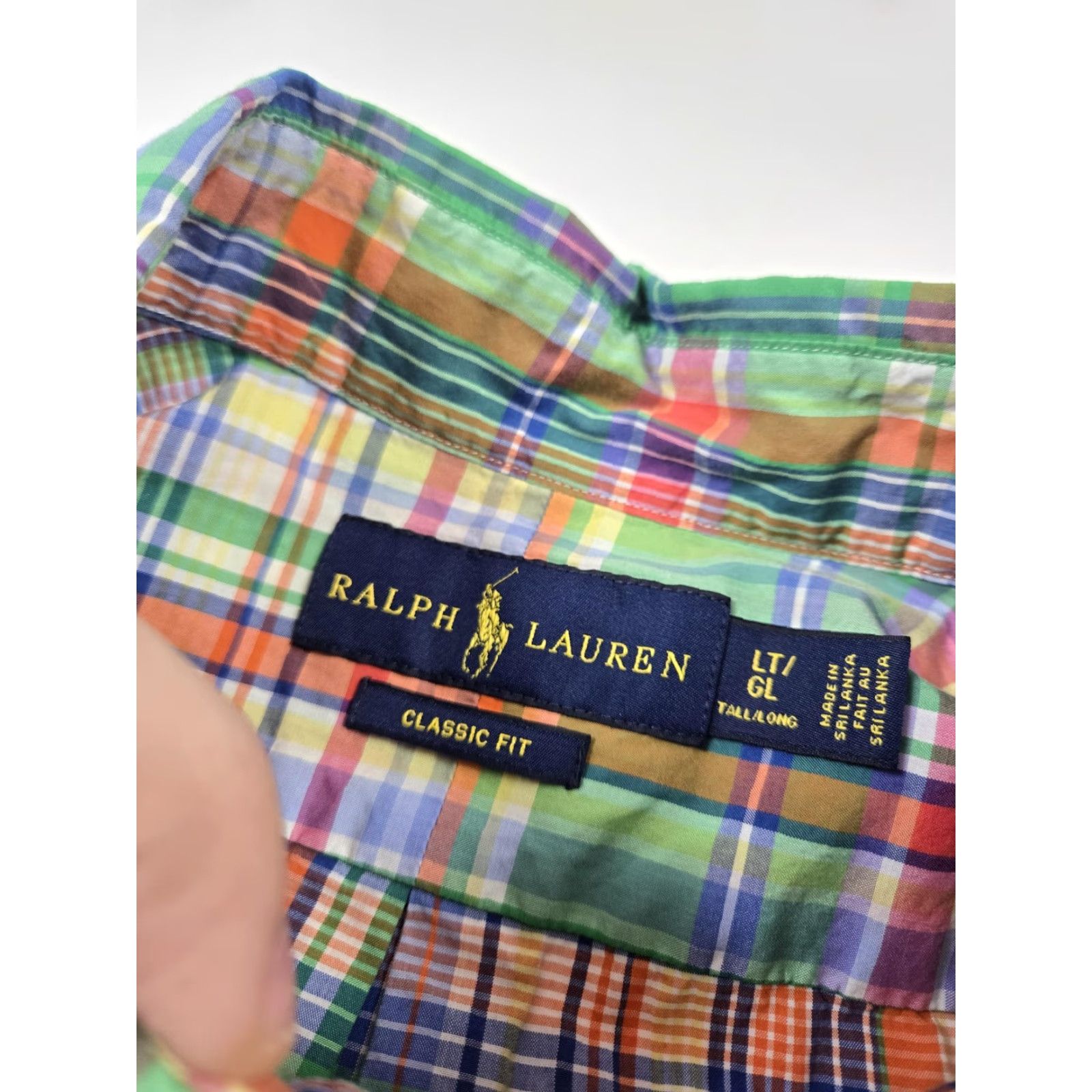 Ralph Lauren Ralph Lauren Shirt Mens LT Tall Green Madras Plaid Classic Fit Button Down Size US L / EU 52-54 / 3 - 4 Thumbnail