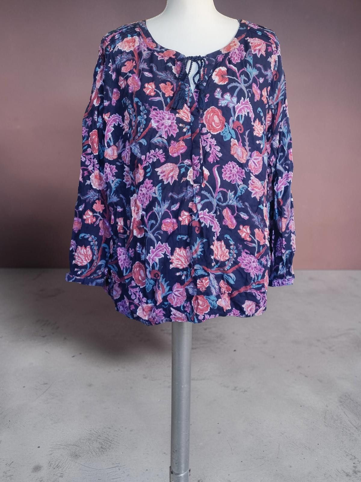 Lucky Brand Lucky Brand 1X Floral Print Blouse Navy Blue Size XL / US 12-14 / IT 48-50 - 3 Thumbnail