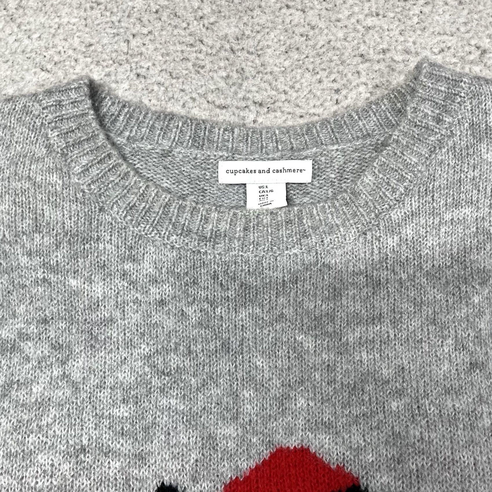 Vintage Cupcakes and Cashmere Dog Sweater Womens L Crew Neck Long Sleeve Gray Knit Pullover Christmas Holiday Animal Pattern Autumn Winter Size L / US 10 / IT 46 - 5 Thumbnail