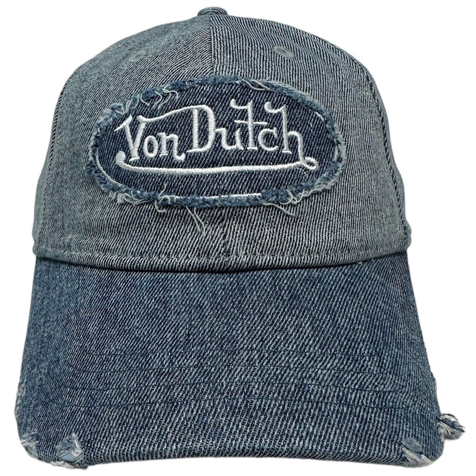 Von Dutch Von Dutch Hat Blue Denim Distressed Unstructured Dad Cap Size ONE SIZE - 2 Thumbnail