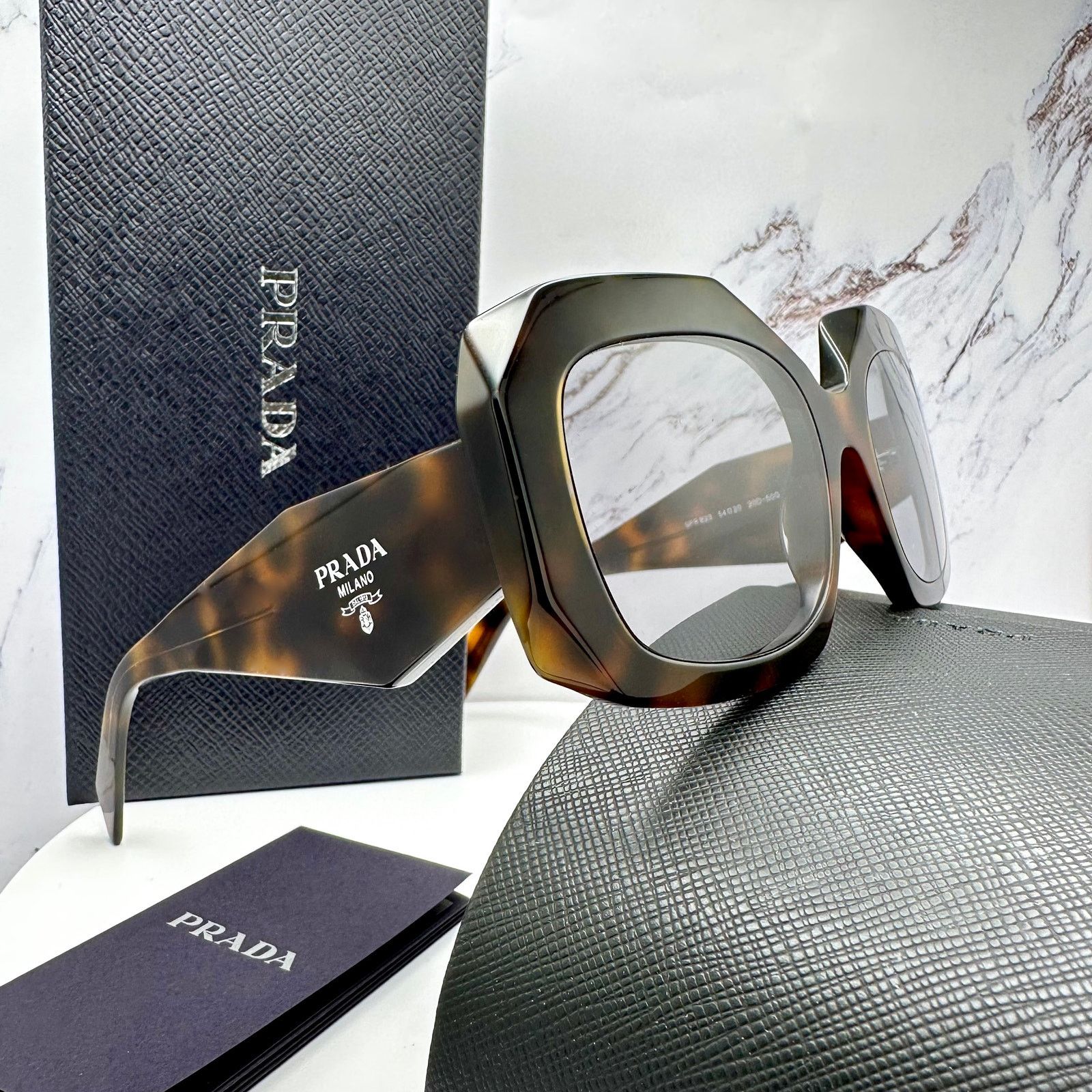Prada New PRADA Sunglasses Brown Juniper Tortoise Gray Lens Square Size ONE SIZE - 3 Thumbnail