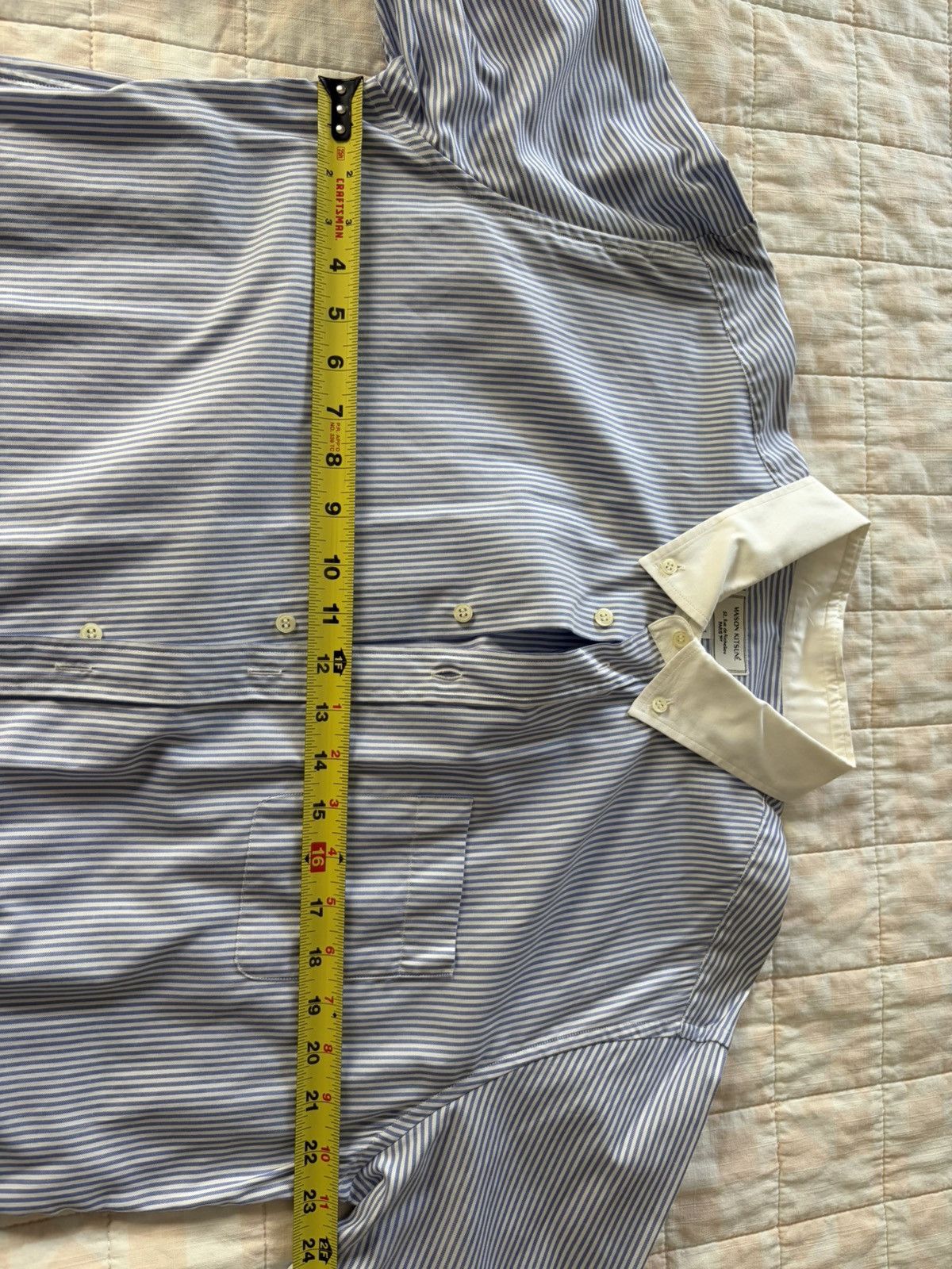Maison Kitsune Maison Kitsuné Blue Stripe Shirt Contrast Collar & Cuffs Size US S / EU 44-46 / 1 - 7 Thumbnail
