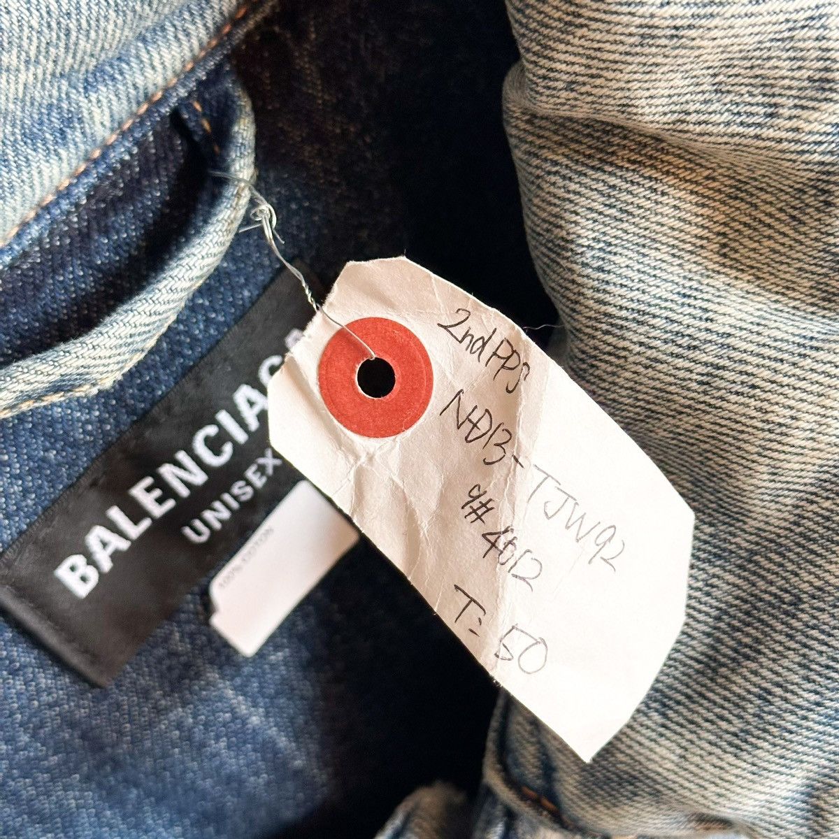 Balenciaga SAMPLE Padded Japanese Denim Jacket Size US XL / EU 56 / 4 - 4 Thumbnail