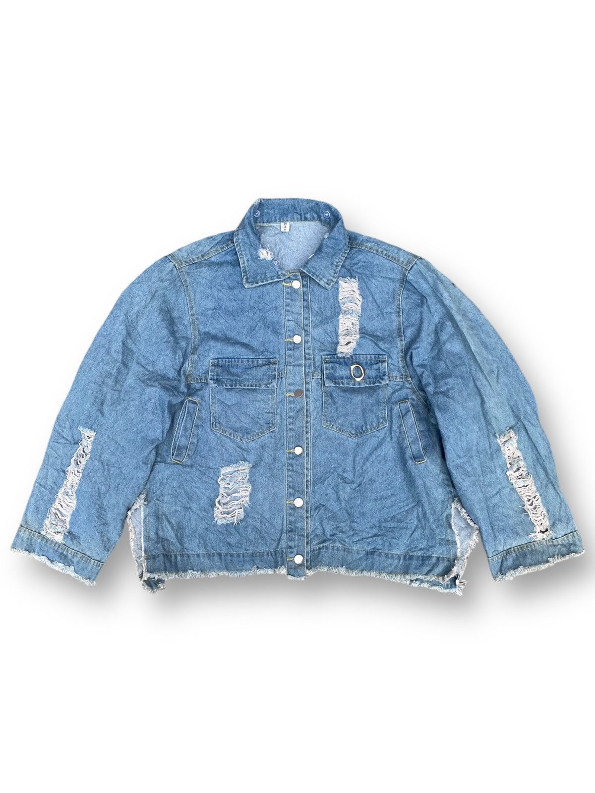 Vintage Denim Distressed Damaged Style Jacket. #D5 - Outerwear