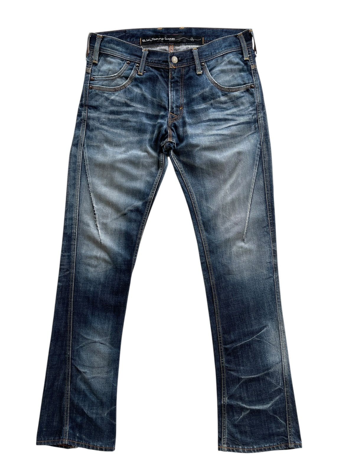 Japanese Brand Vintage Blue Way Distressed Flare Denim Jeans Size US 33 - 1 Thumbnail