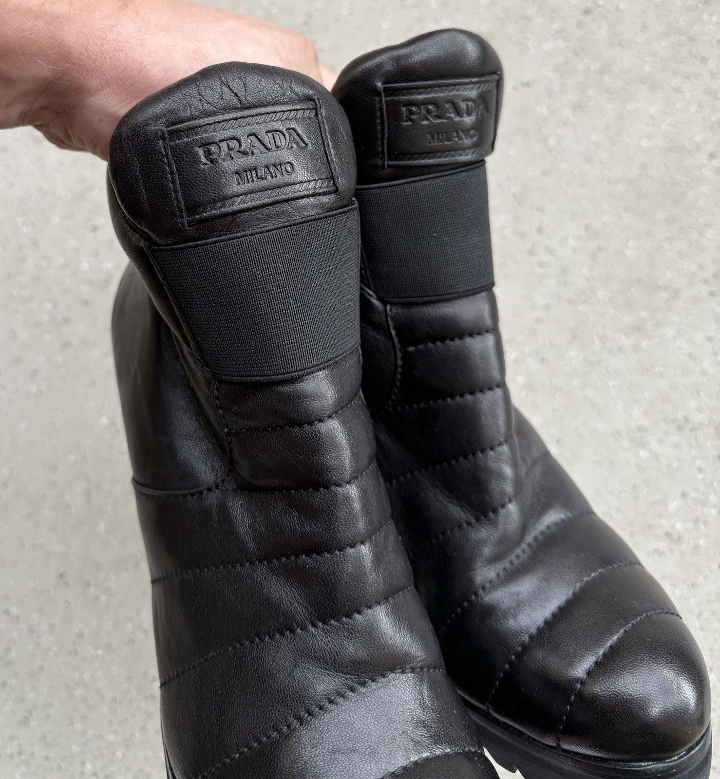 Prada DDP Prada Leather Heeled Boots Quilted Ankle Size 36.5 Size US 6.5 / IT 36.5 - 13 Thumbnail