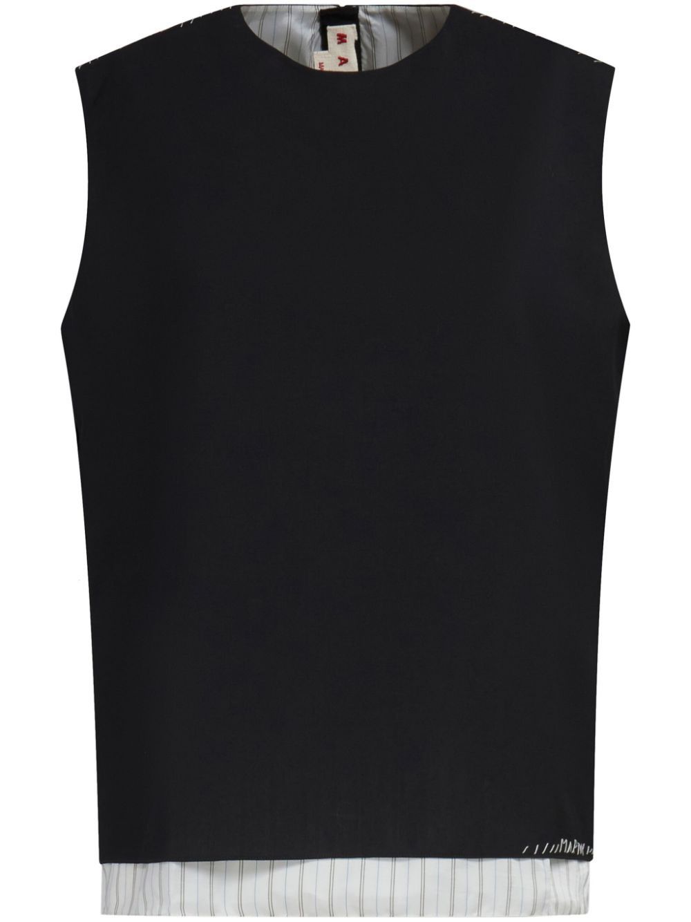 Marni oc11z0525 Stripe Detail Layered Blouse in Black Size M / US 6-8 / IT 42-44 - 1 Thumbnail