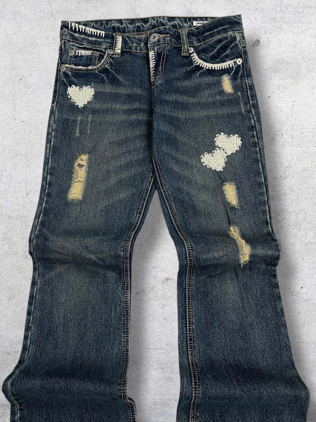 semanticdesign VINTAGE SEMANTIC DESIGN OG JAPAN DESIGNER FLARE RIPPED DENIM Size US 30 / EU 46 - 4 Thumbnail
