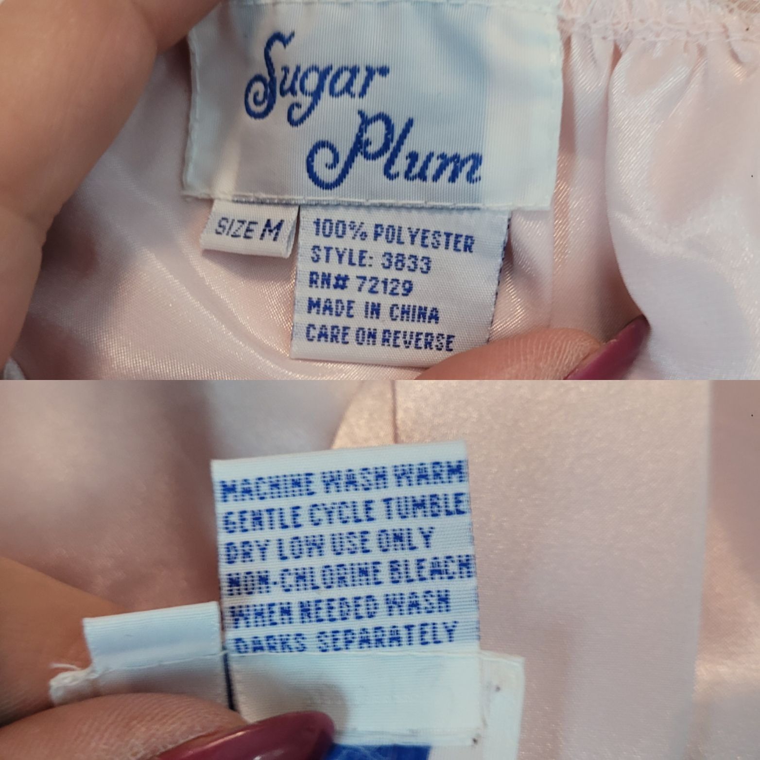 Vintage Vintage Sugar Plum Pastel Pink Nightgown Lace Trim Maxi Sz M Size ONE SIZE - 3 Thumbnail