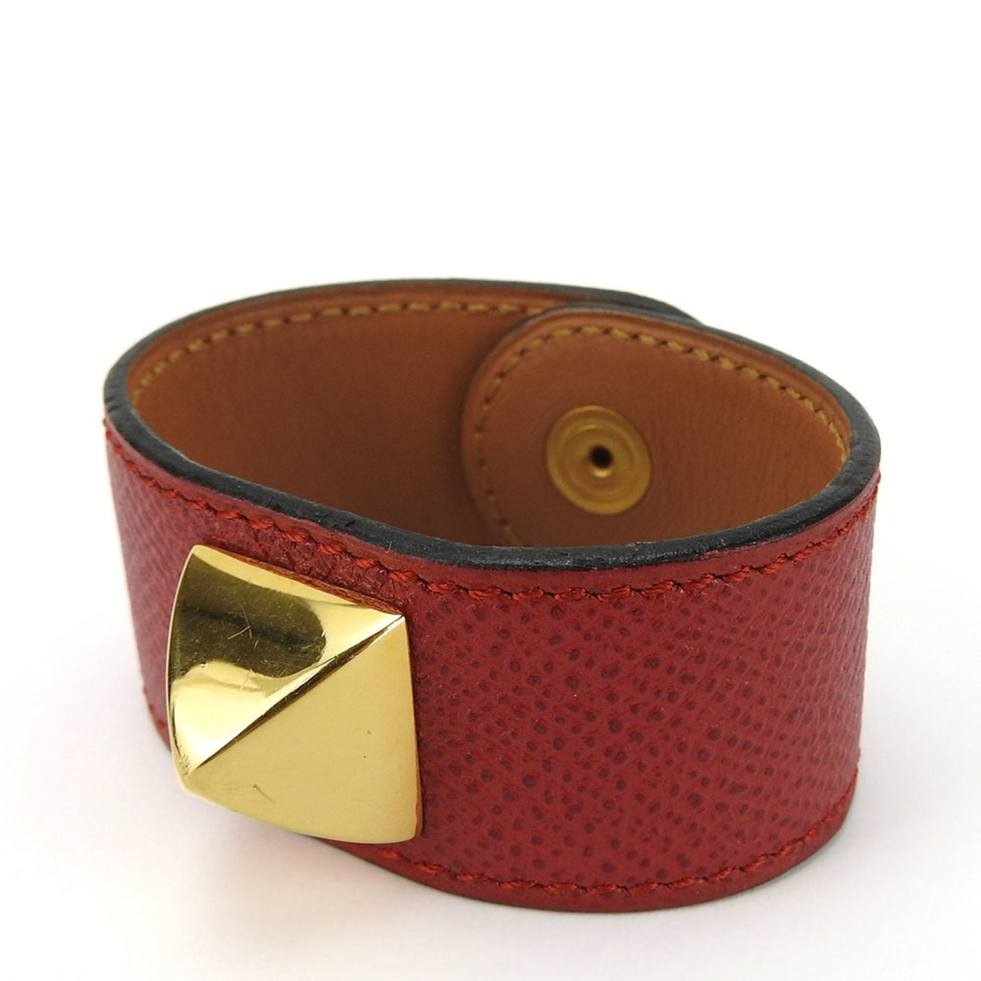 image of Hermes Bracelet Medor Epsom Metal Red Bangle For Women Hermes in Red Color