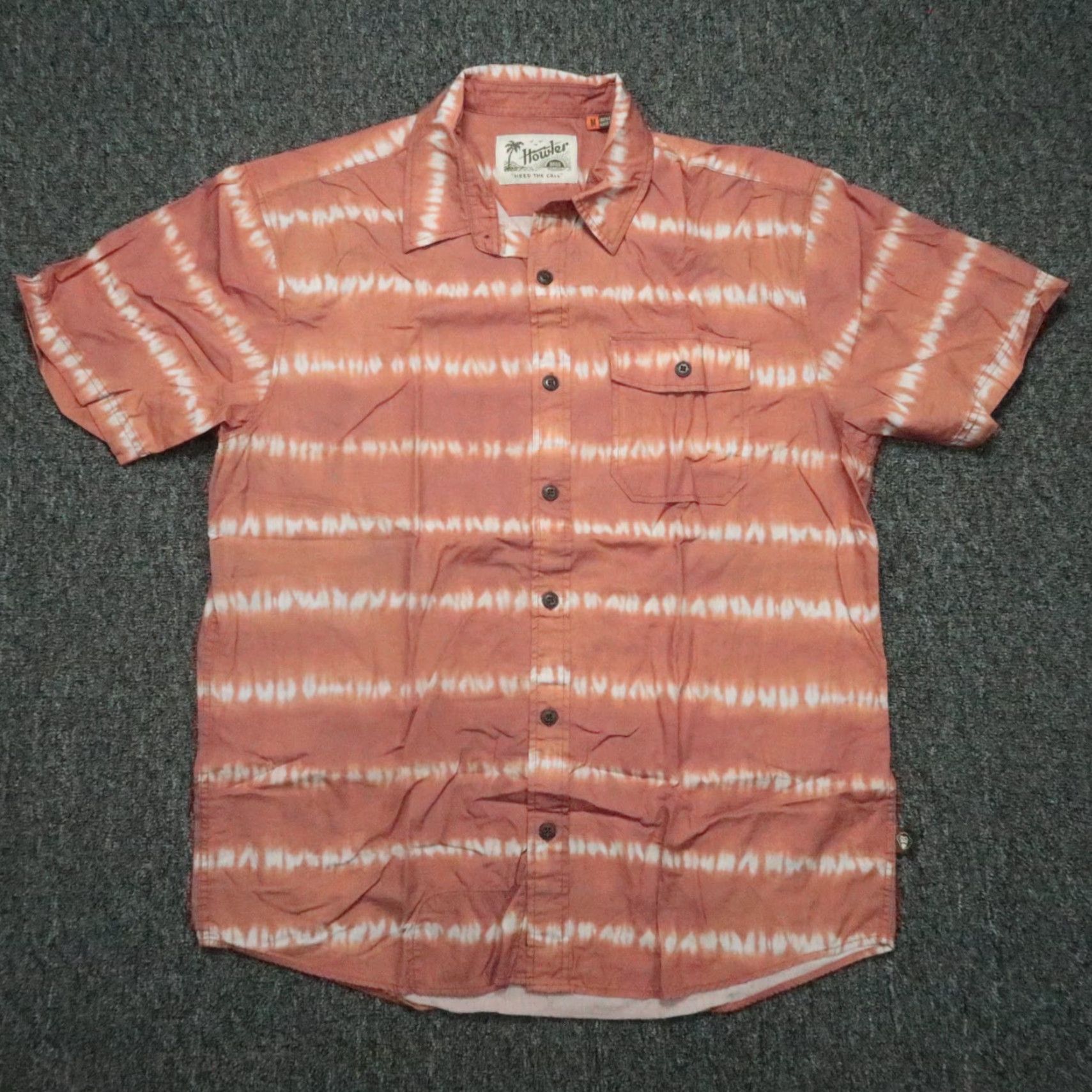 Howler Brothers Howler Bros Shirt Mens Medium Rust Orange San Gabriel Striped Short Sleeve Button-Up Casual Workwear 44 in Regular All Seasons Pockets Lightweight Size US M / EU 48-50 / 2 - 2 Thumbnail