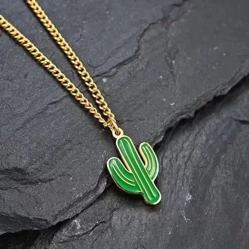 Jewelry Cactus Pendant Gold Necklace🔥🔥🔥 Size ONE SIZE - 4 Thumbnail