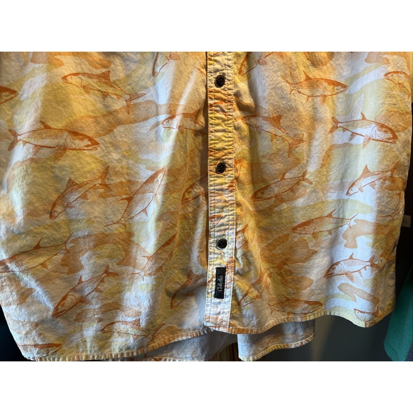 Cabelas Cabelas Shirt Men XL Button Up Orange SS Fish All Over Print Size US XL / EU 56 / 4 - 6 Thumbnail