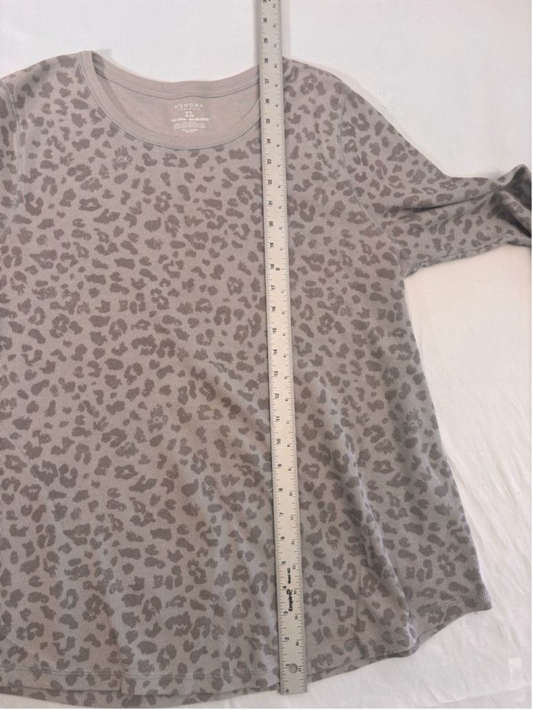 Sonoma Women's Sonoma Top XL Gray Leopard Print Long Sleeve Size XL / US 12-14 / IT 48-50 - 7 Thumbnail