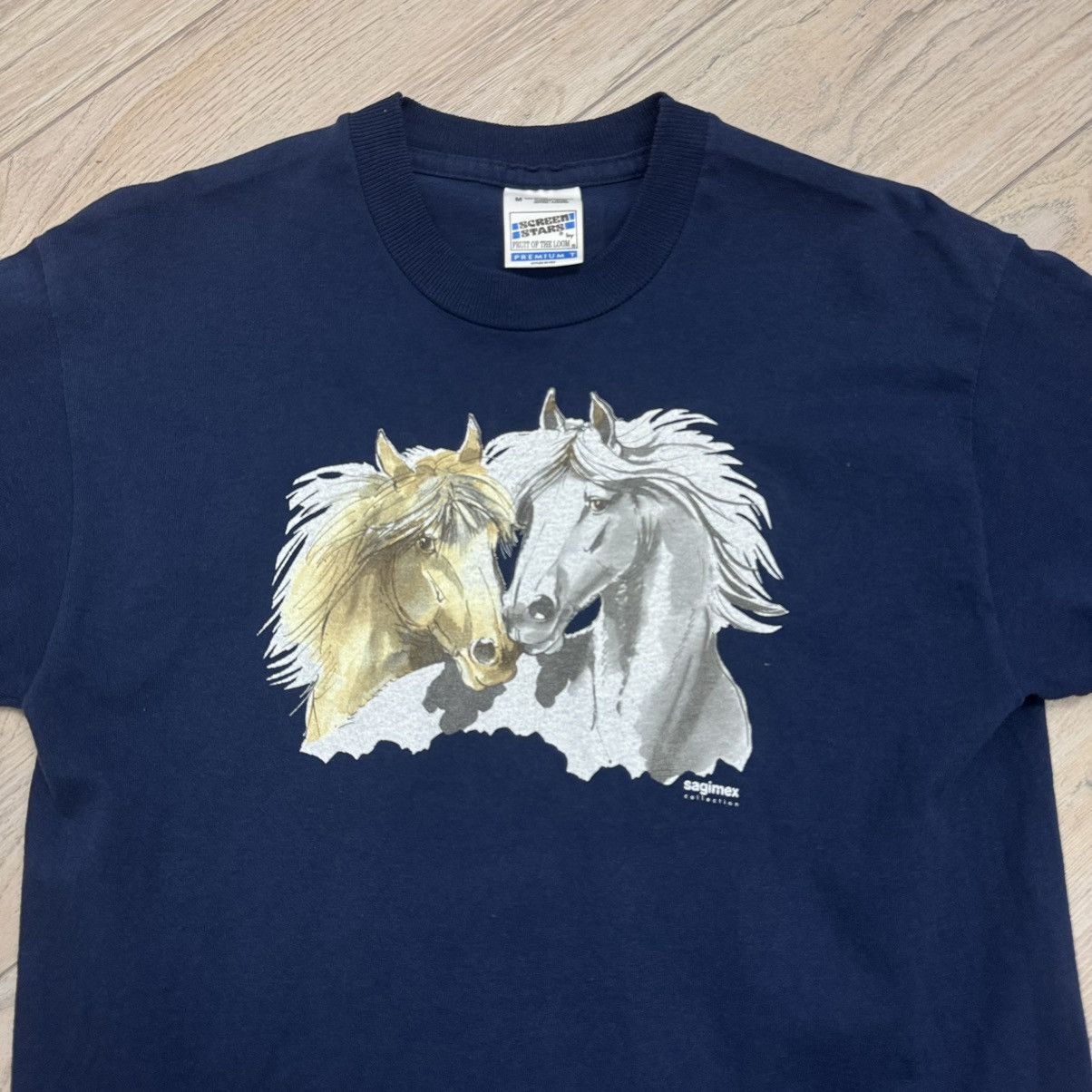 Vintage Vintage 90s Single Stitch Horses Navy Ireland T-shirt Size US M / EU 48-50 / 2 - 2 Thumbnail