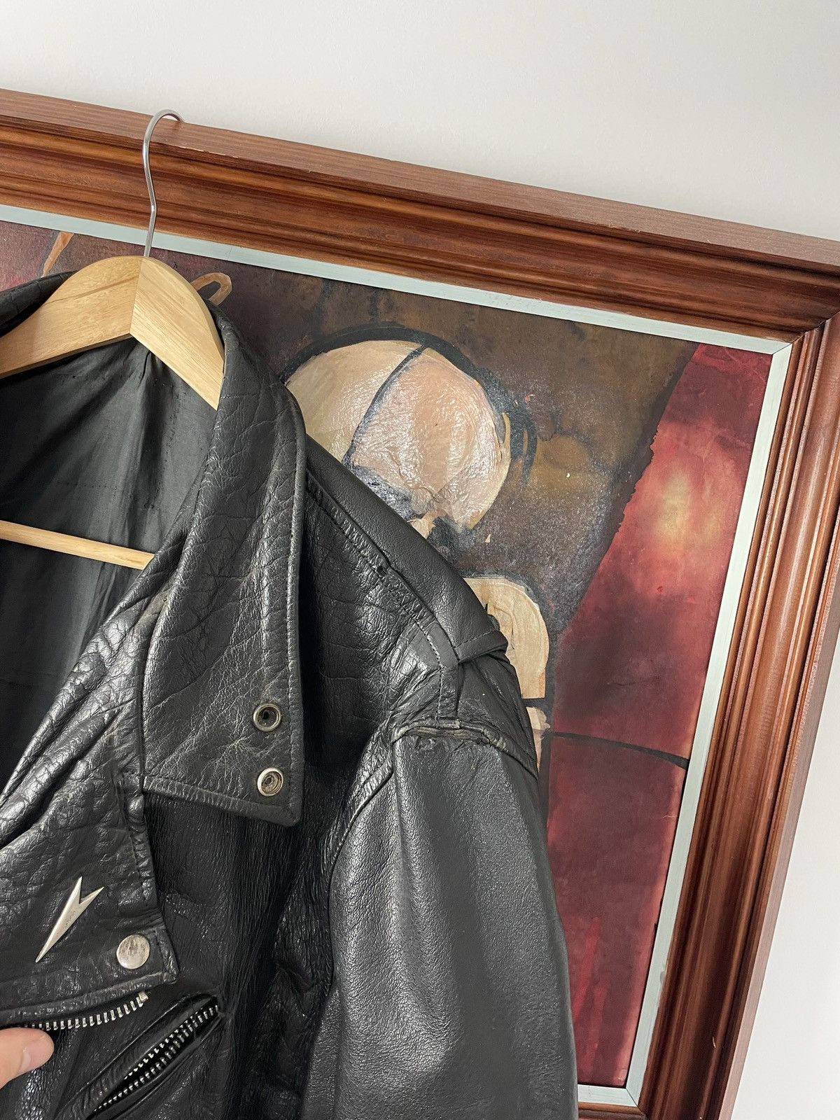 Genuine Leather Rare 90s Biker Real Genuine Leather Metal Jacket Rock Hype Size US L / EU 52-54 / 3 - 7 Thumbnail