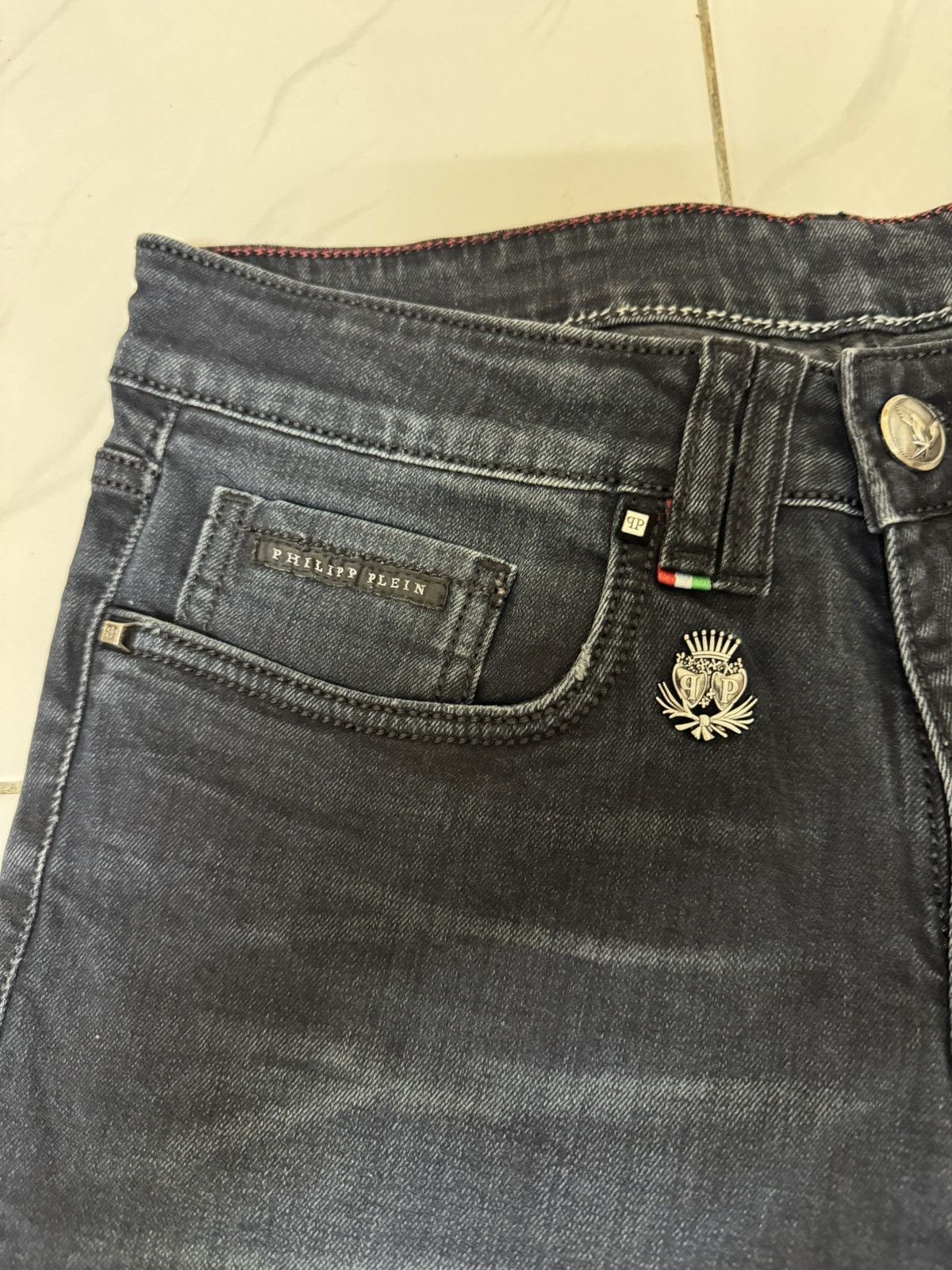 Philipp Plein Philipp Plein men's blue stretch-cotton denim jeans Size US 32 / EU 48 - 10 Thumbnail