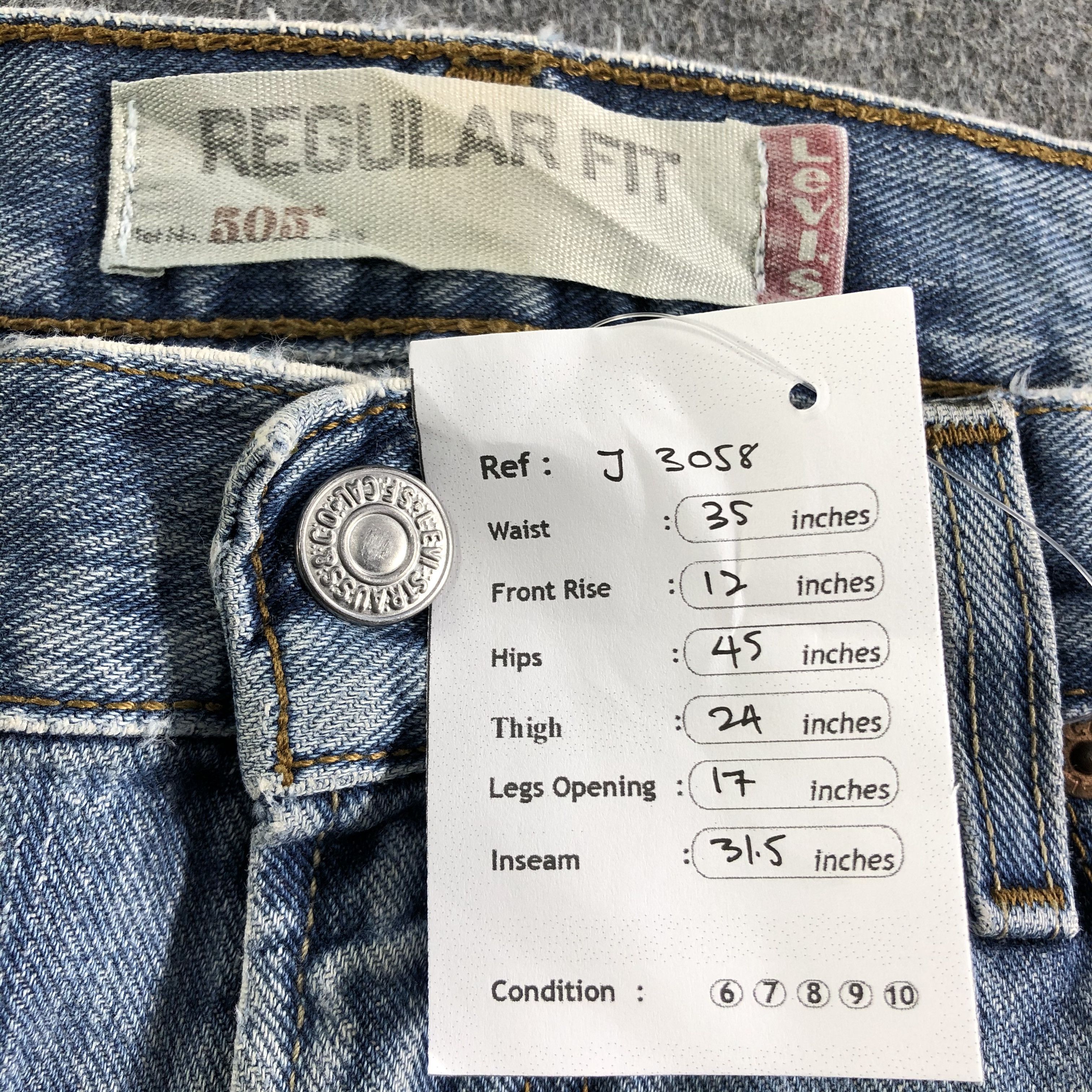 Levi's Vintage Blue Wash Levis 505 Jeans-J3058 Size US 35 - 12 Thumbnail