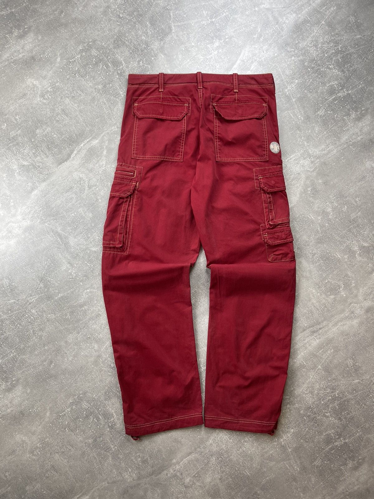Other Red Y2K Utility Trousers Zip Hem Pockets Vintage Cargo Pants Size US 34 / EU 50 - 2 Thumbnail