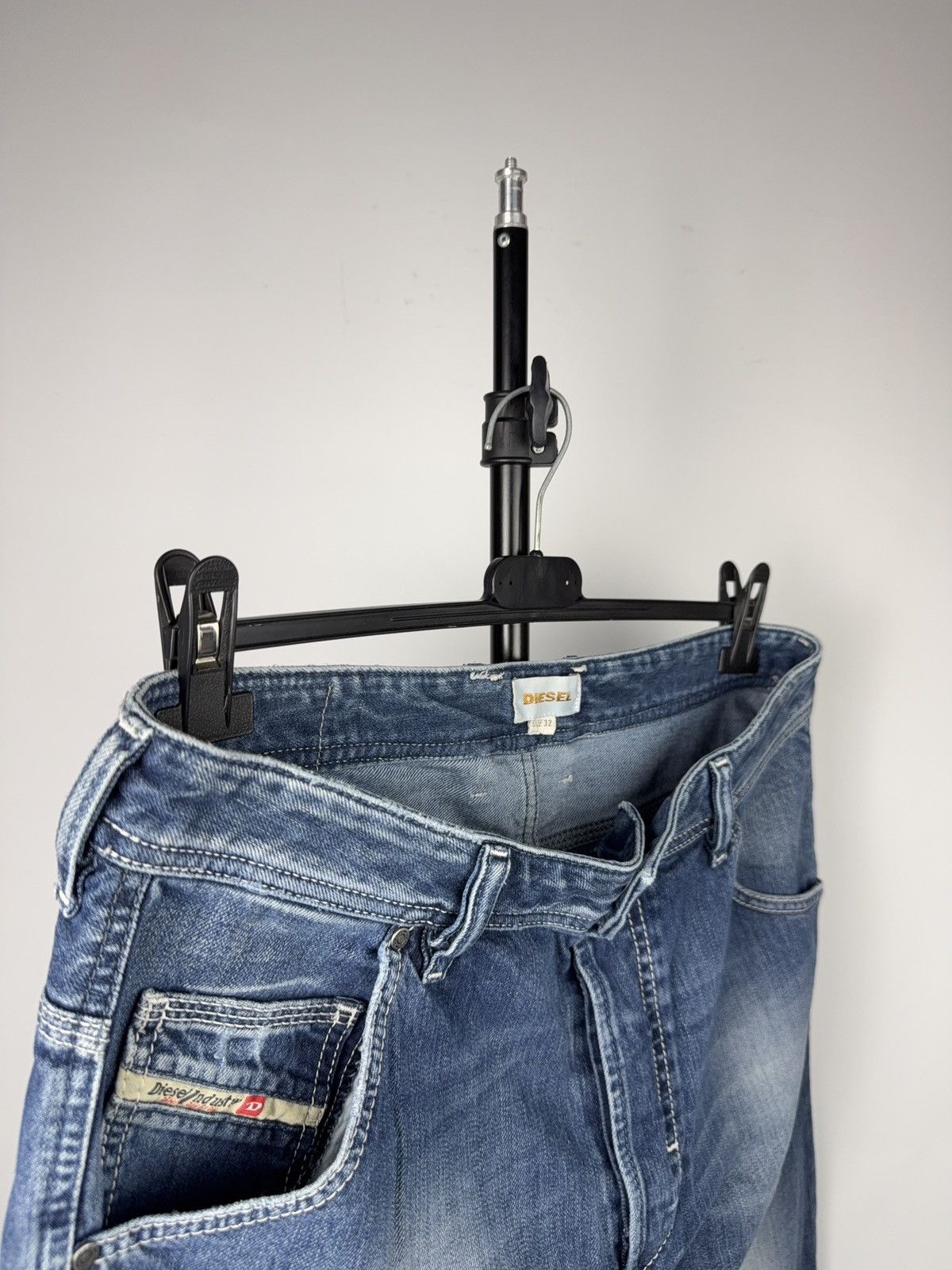 00s Vintage Diesel Industry Y2K Distressed Denim Shorts W32