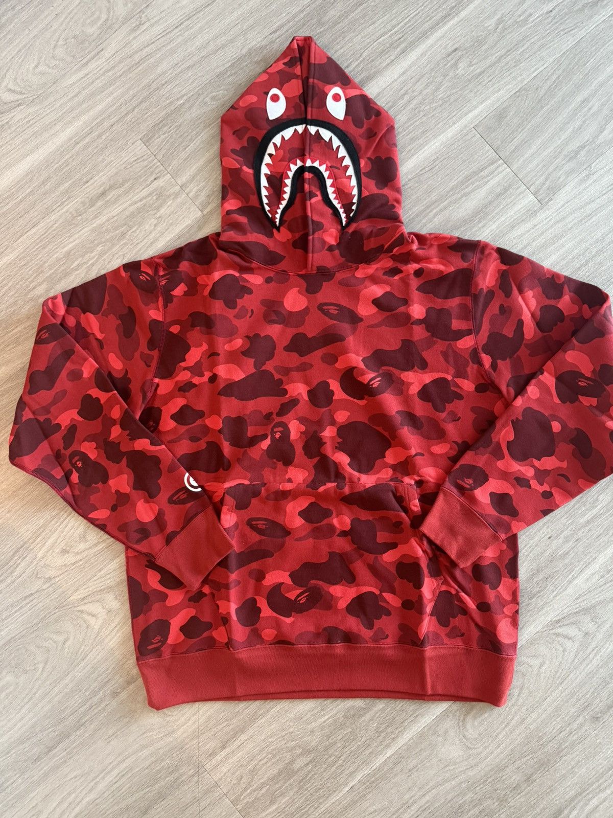 Bape red camo shark pullover