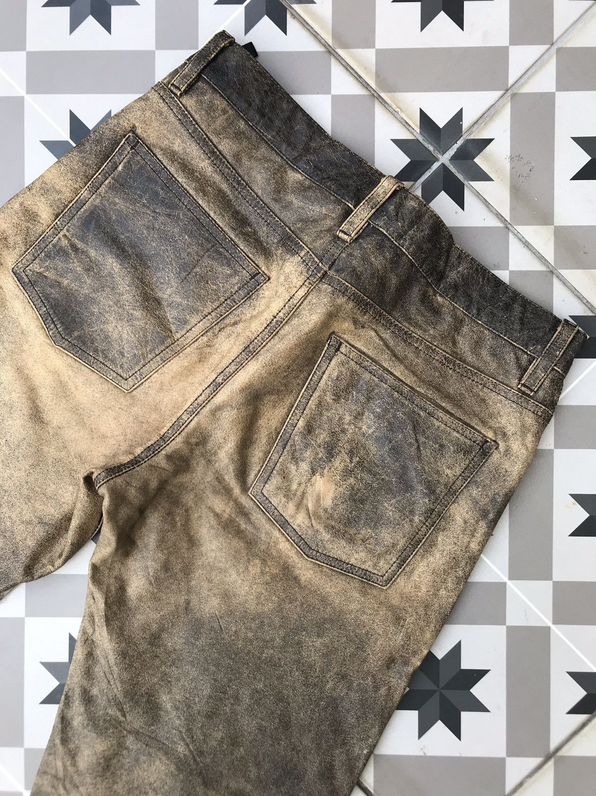 Genuine Leather DUAL ( JAPAN ) FADED COWHIDES LEATHER JEANS Size US 31 - 9 Thumbnail