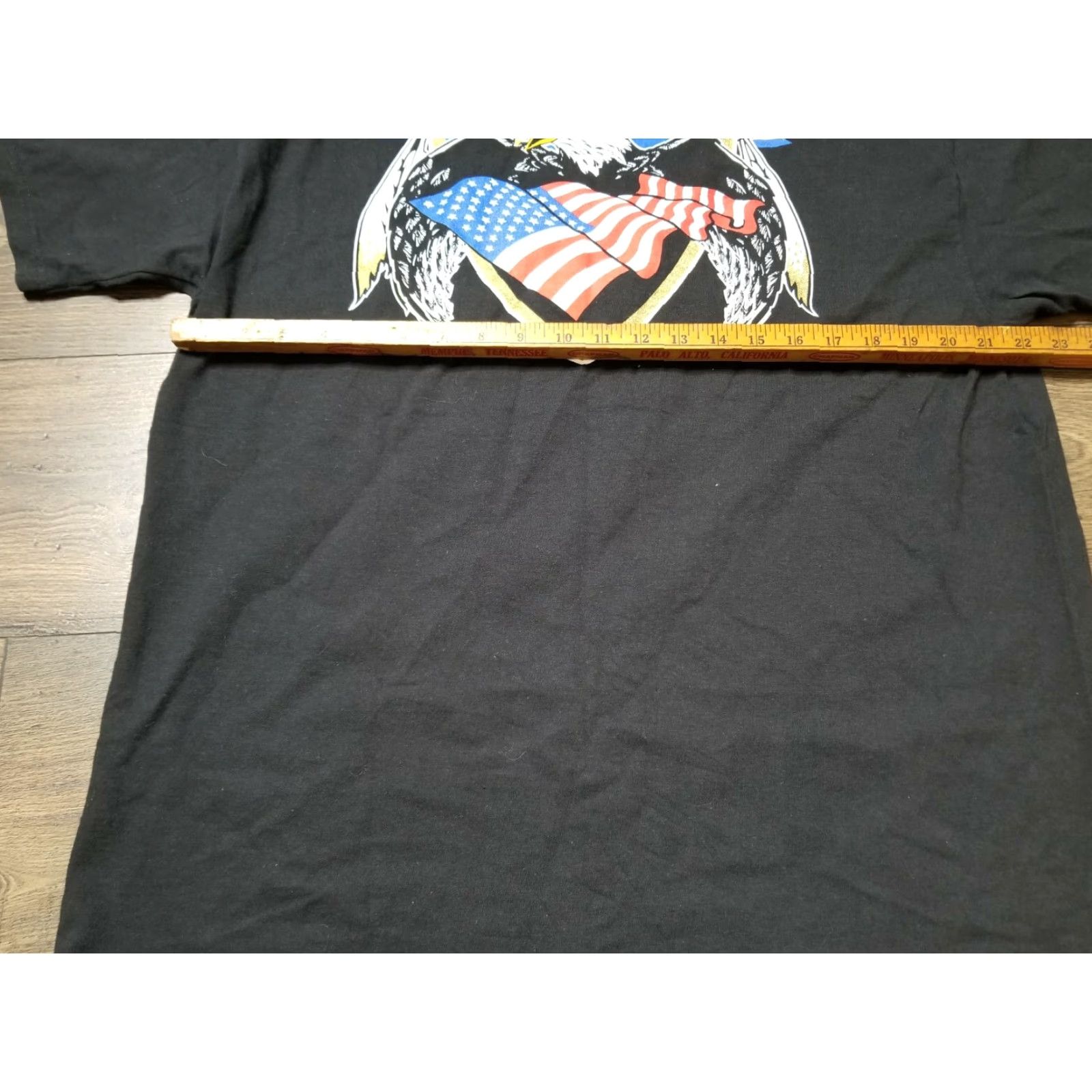 Delta VINTAGE Delta 90s Motorcycle T-Shirt XL Black Eagle American Flag Mens Size US XL / EU 56 / 4 - 5 Thumbnail