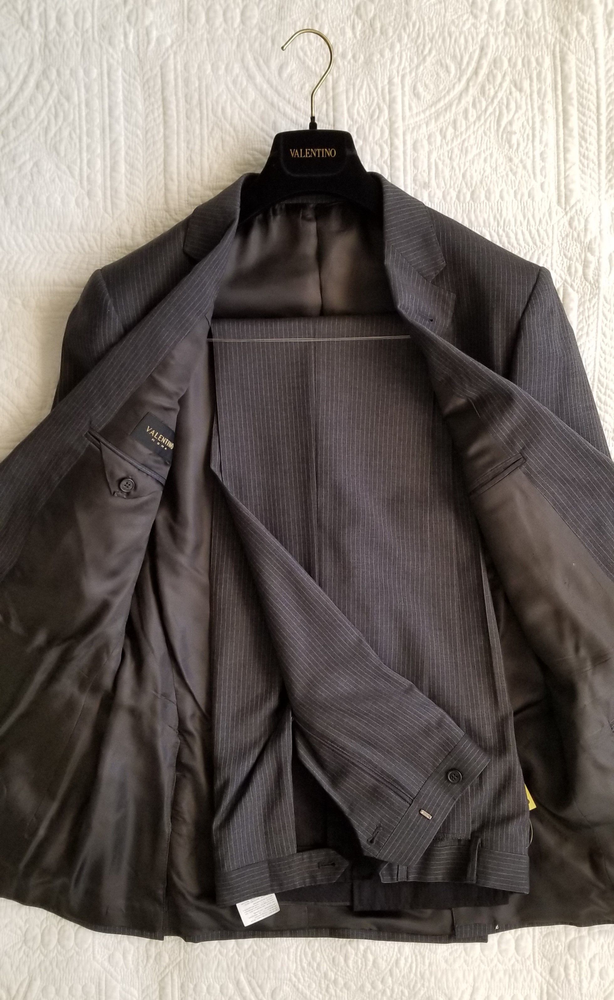 Valentino Roma suit wool grey stripe