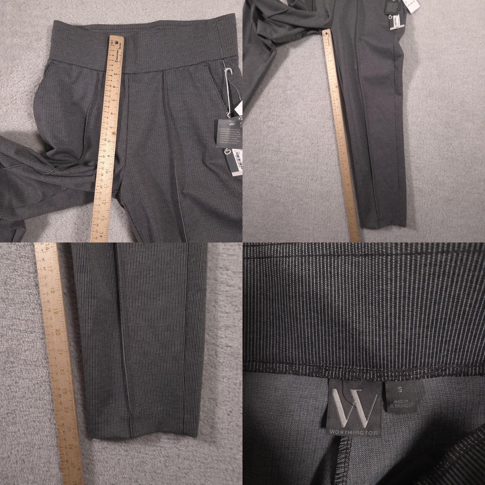 Worthington Worthington Dress Pants Womens Small Gray Stripe Knit Slim Pull On Stretch Work Ladies Pants Size 28" / US 6 / IT 42 - 8 Thumbnail