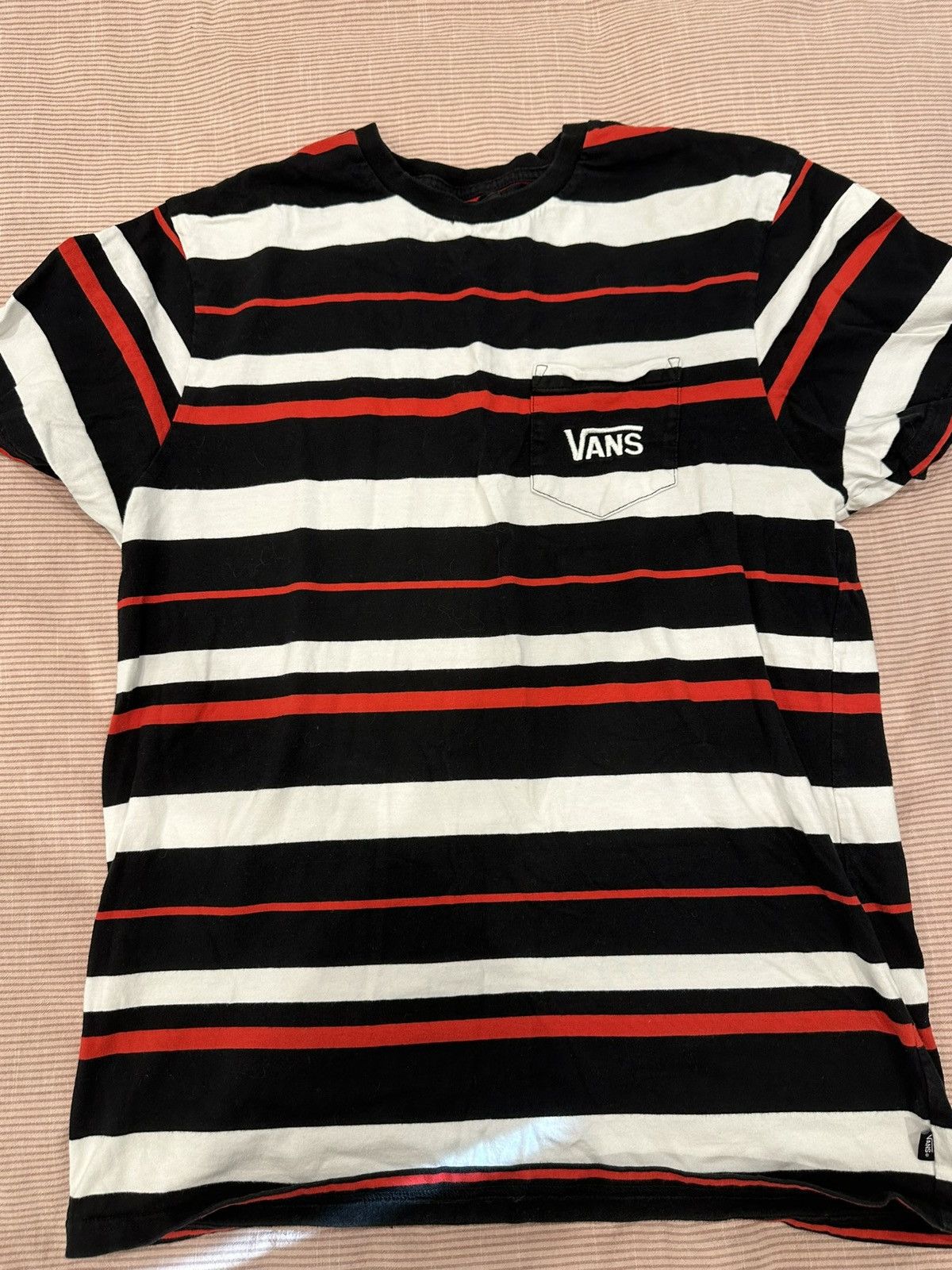 Vans × Vintage Black/Red Striped Vans T-Shirt Size US L / EU 52-54 / 3 - 1 Thumbnail