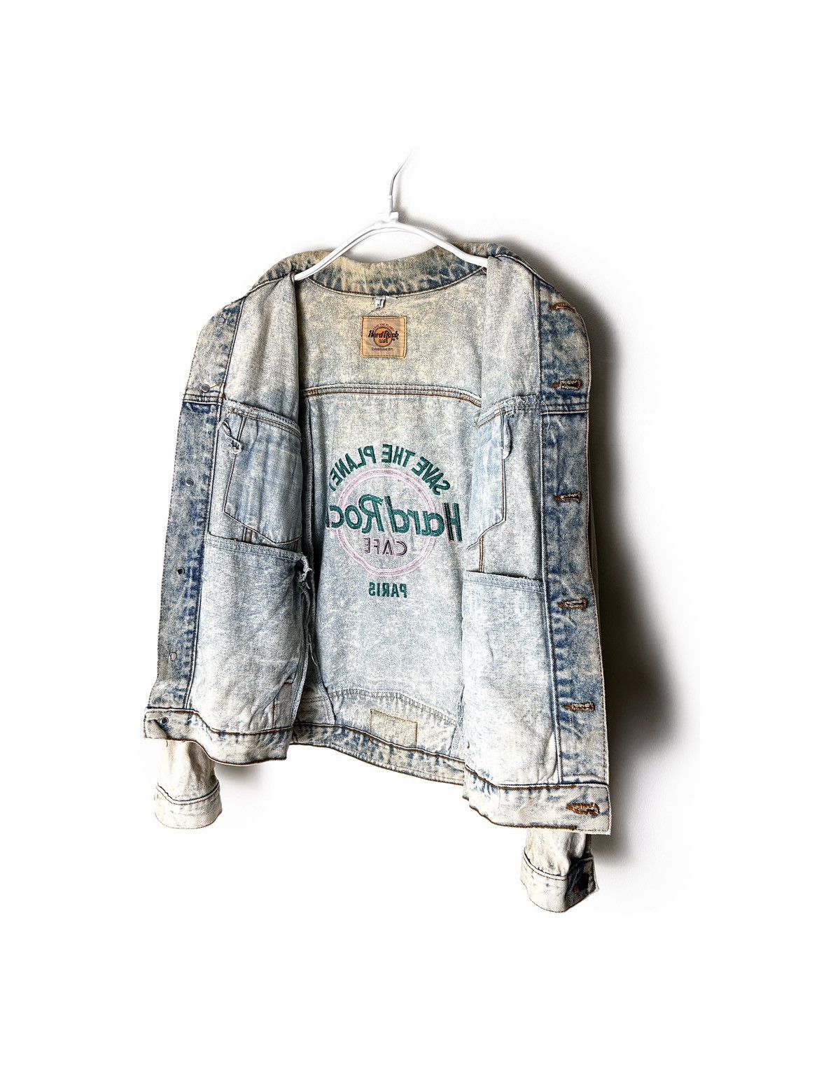 Hard Rock Cafe 90’s Hard Rock Cafe Paris “Save The Planet” Denim Jacket Size US L / EU 52-54 / 3 - 6 Thumbnail