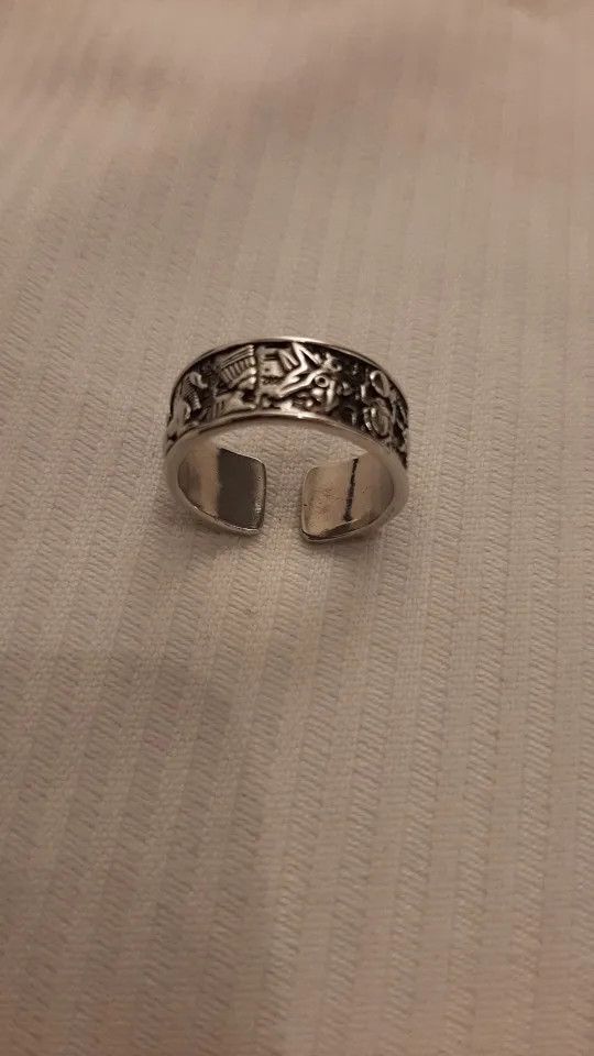Jewelry × Vintage Resizable Egyptian Gods Horus Anubis Pharaoh Ring Size ONE SIZE - 6 Thumbnail