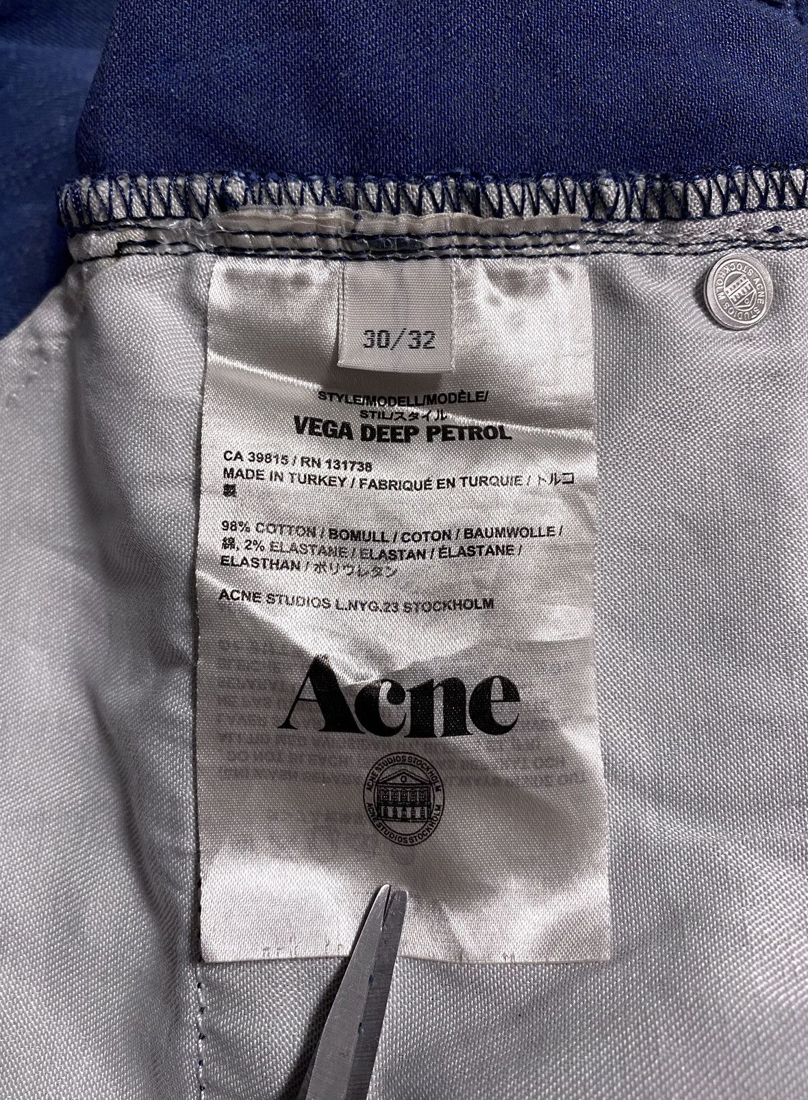 Acne Studios Acne Studios Vega Deep Petrol Washed Blue Stretch Jean Denim Size US 30 / EU 46 - 17 Thumbnail