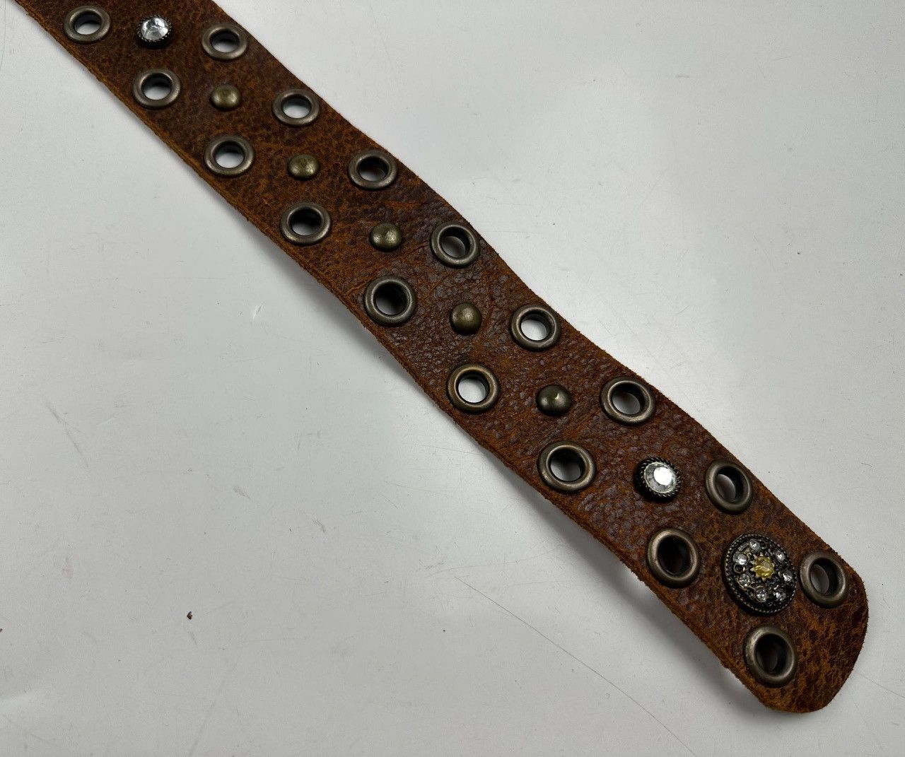 Japanese Brand distressed studded leather belt tc3 Size 34 - 4 Thumbnail
