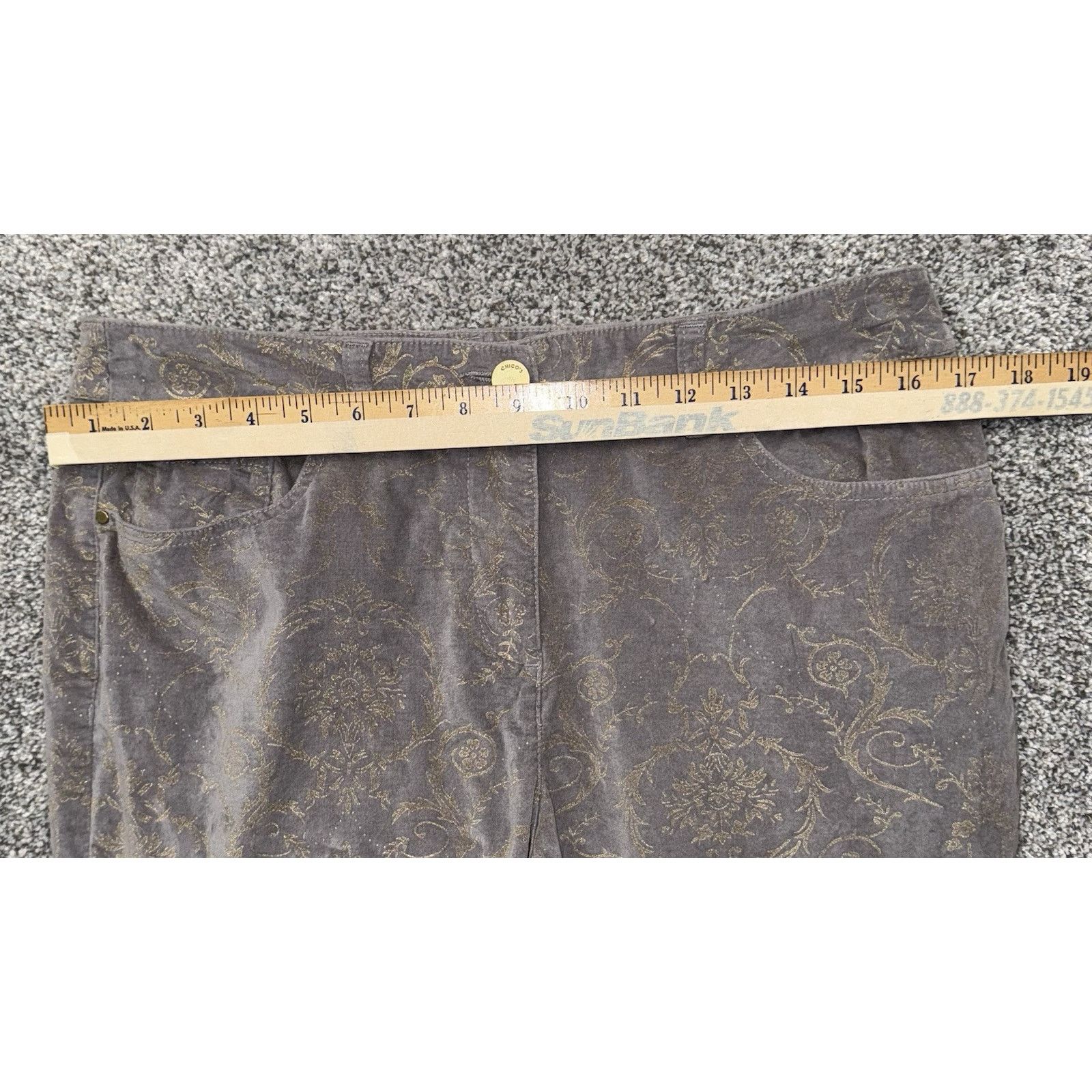 Chicos Chicos Pants Women 0 Whimsigoth Velvet Baroque Embellished Size 25" / US 0 / IT 36 - 3 Thumbnail