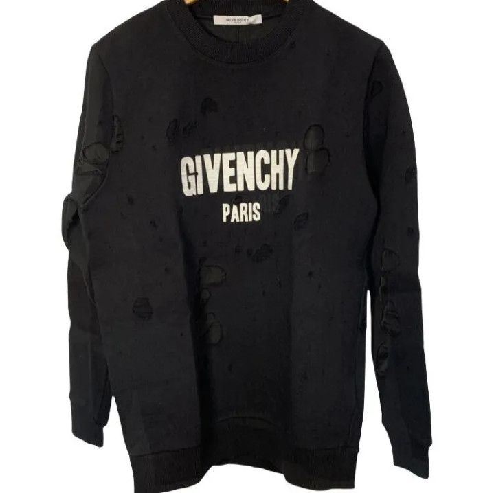 Givenchy Givenchy Paris Letter Print Hole Design Sweatshirt Size US S / EU 44-46 / 1 - 1 Thumbnail