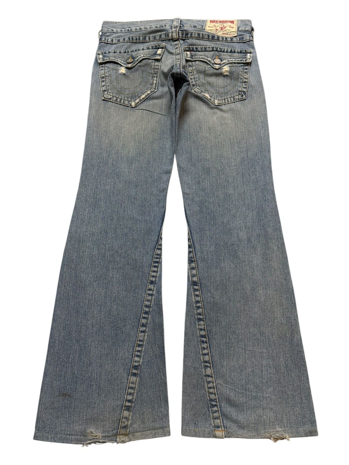 True Religion Vintage 90s Usa True Religion Faded Distress Wide Leg Flare Size US 33 - 2 Thumbnail