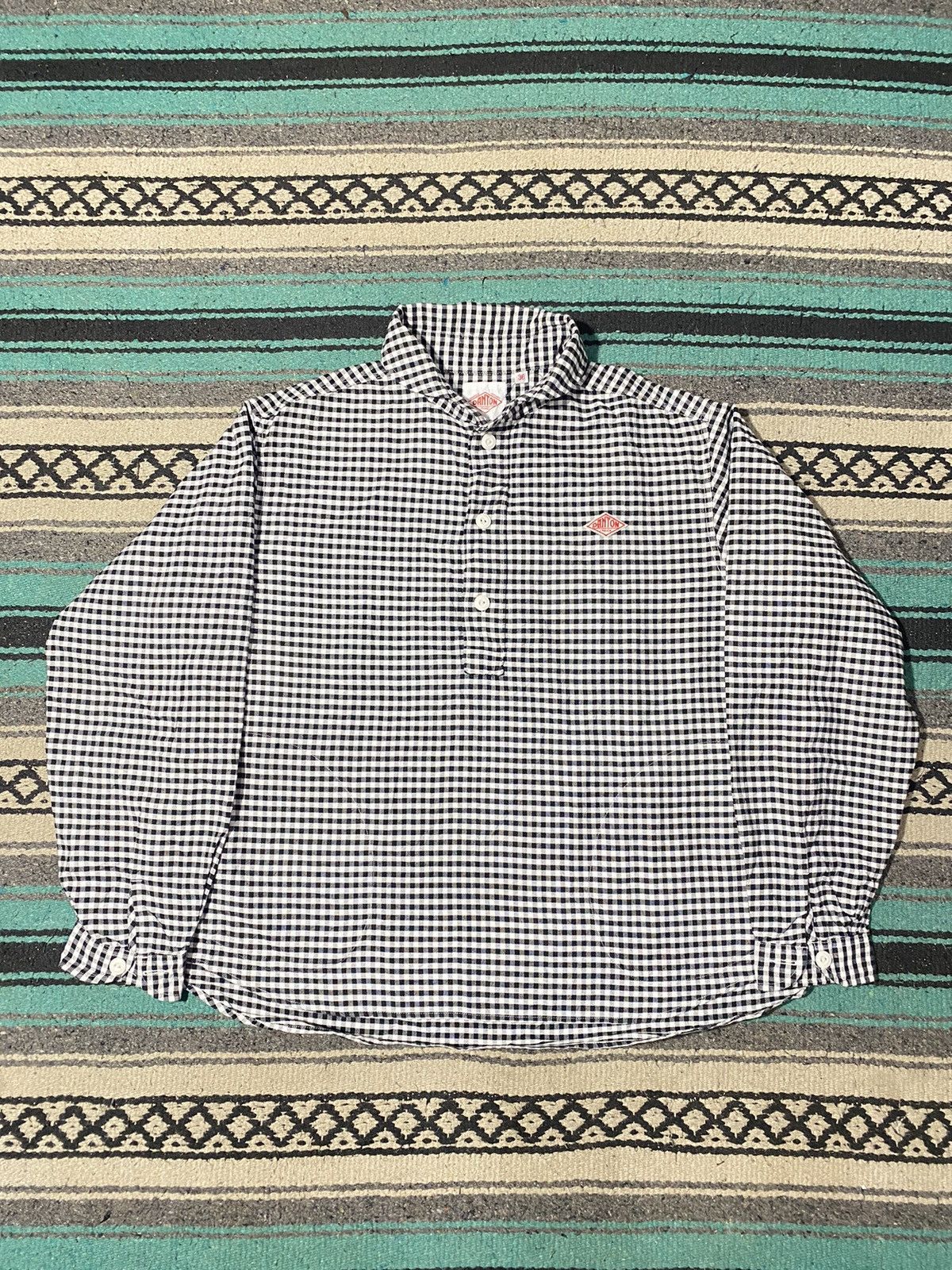 Danton Danton Shawl Collar Gingham Check Longsleeve Shirt Size US M / EU 48-50 / 2 - 1 Thumbnail