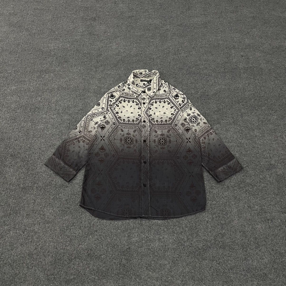 291295=HOMME Paisley Bandana Gradient Button Up Shirt