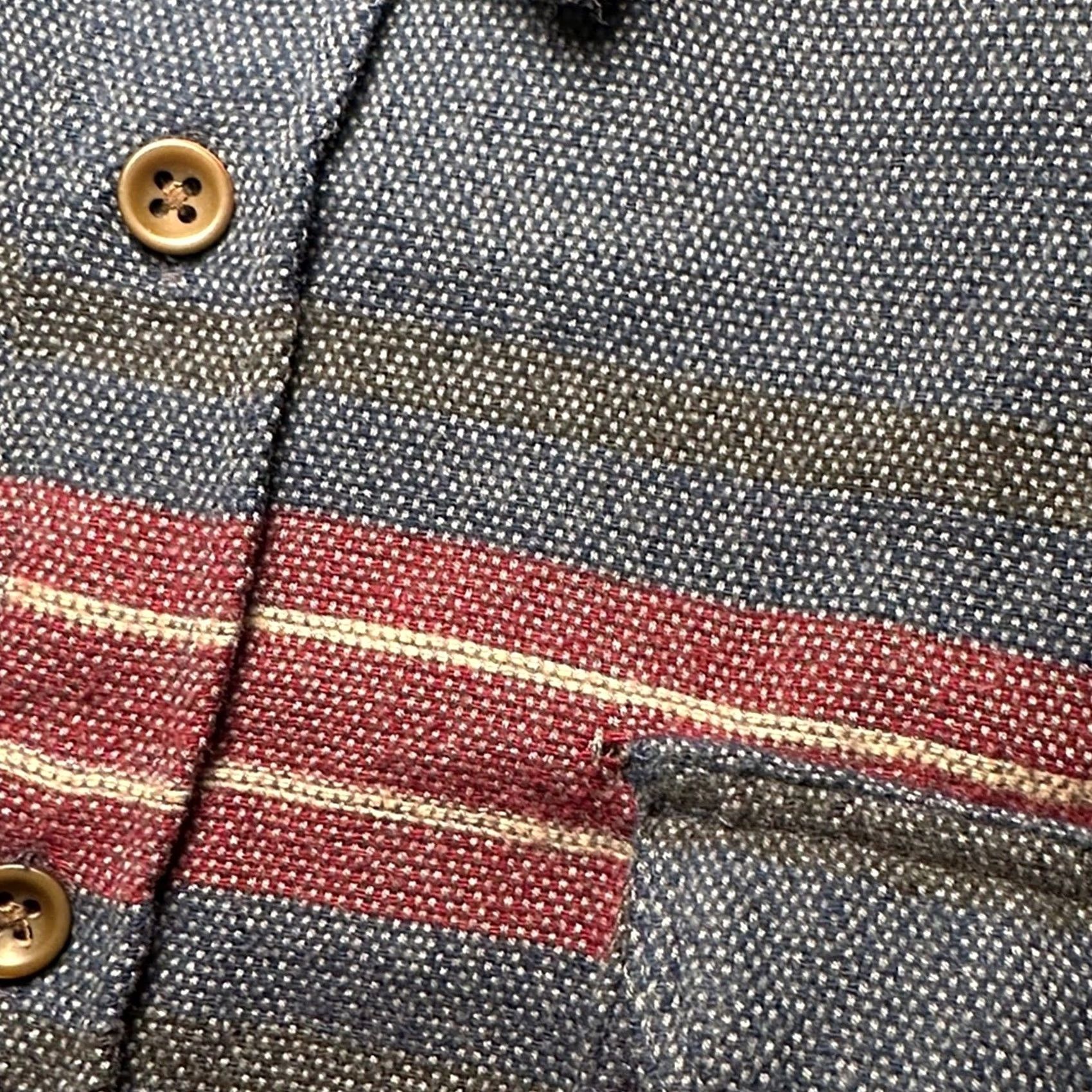 Vissla VISSLA Striped Wool Blend Long Sleeve Button Down Overshirt L Navy Blue Mens Large Size US L / EU 52-54 / 3 - 6 Thumbnail