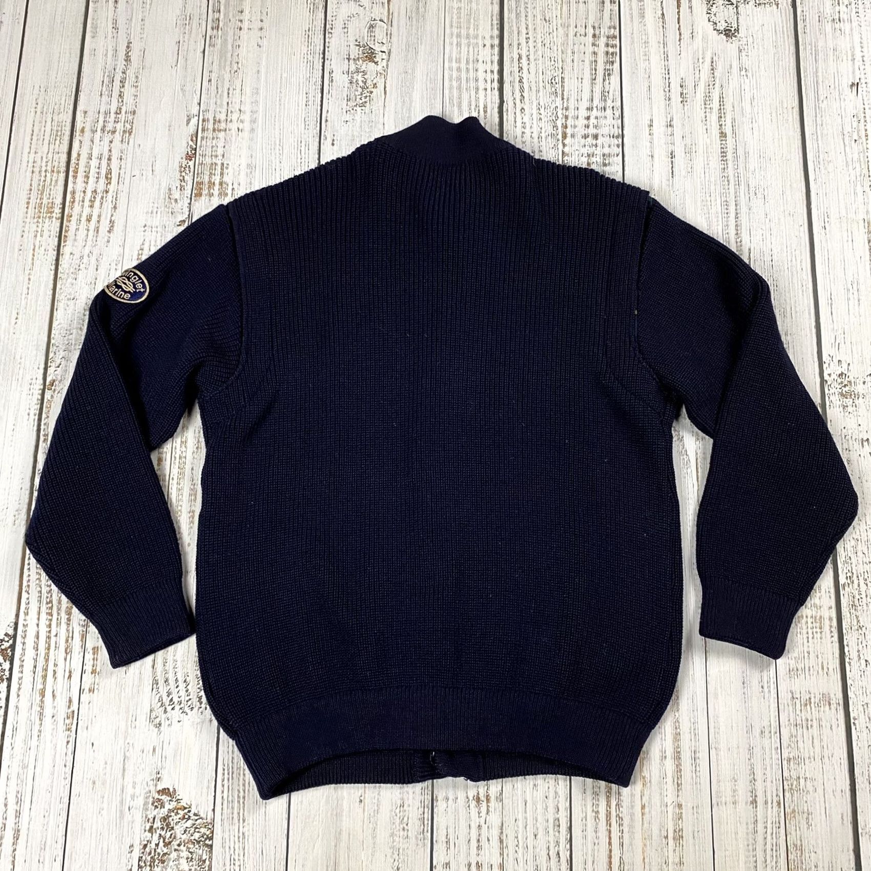 Vintage VINTAGE LANEROSSI ITALY Leather Button Cardigan Navy Blue Wool 50s 60s Marine Winglet L Mens Cardigan Size US L / EU 52-54 / 3 - 6 Thumbnail