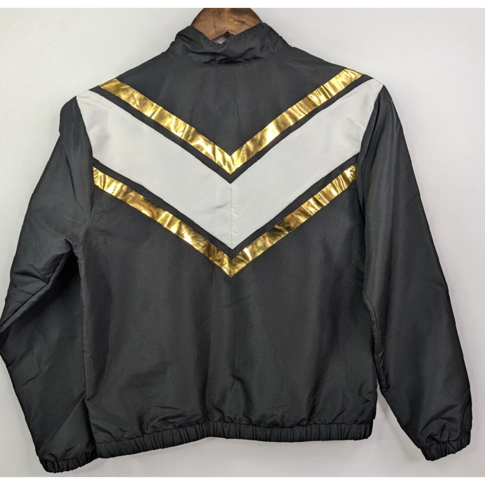 DANCER Weissman Windbreaker Jacket Women L Black Cheveron Zip Front Lightweight Size L / US 10 / IT 46 - 3 Thumbnail