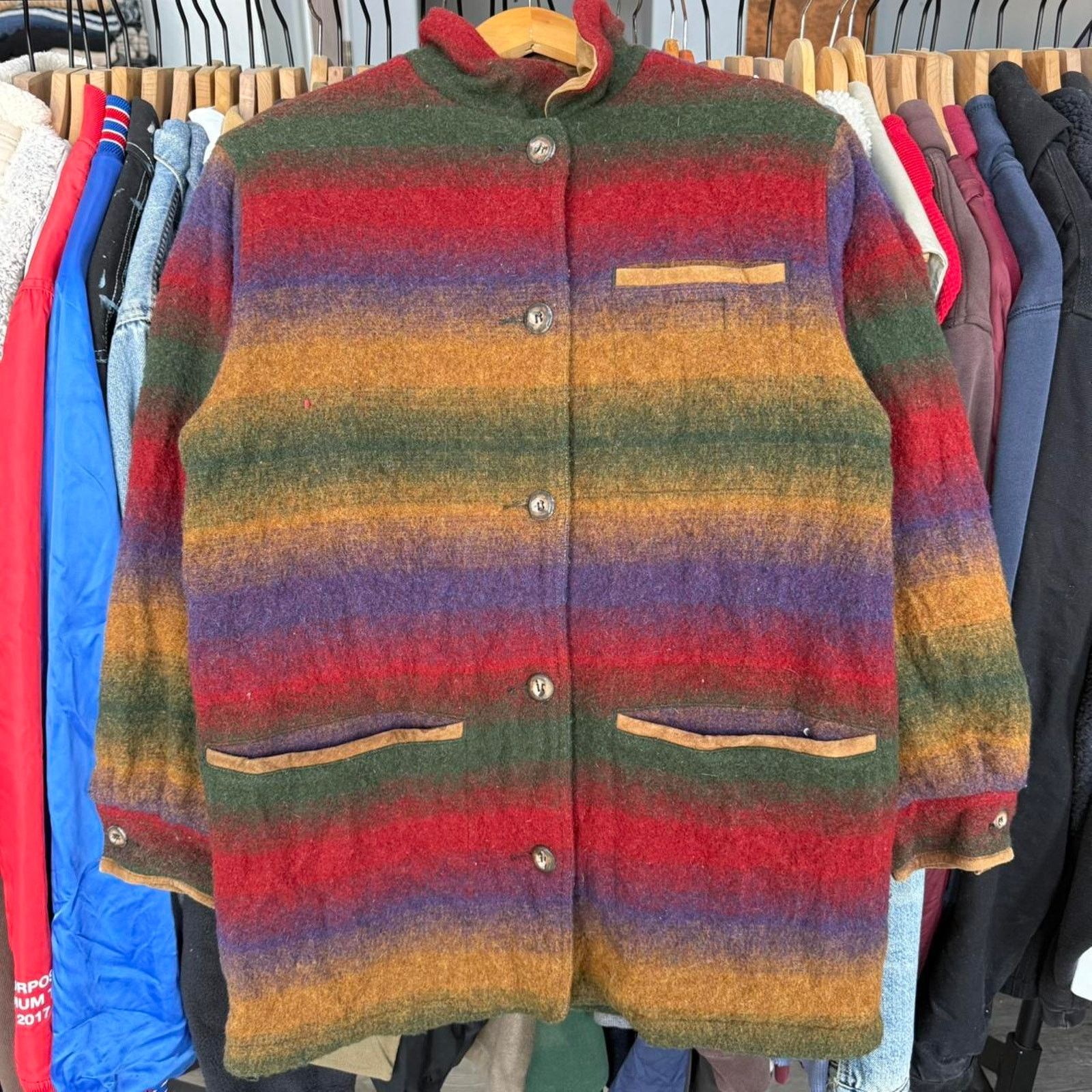 Eddie Bauer Vintage 80s Eddie Bauer Wool Jacket With Western Pattern Size S / US 4 / IT 40 - 1 Thumbnail
