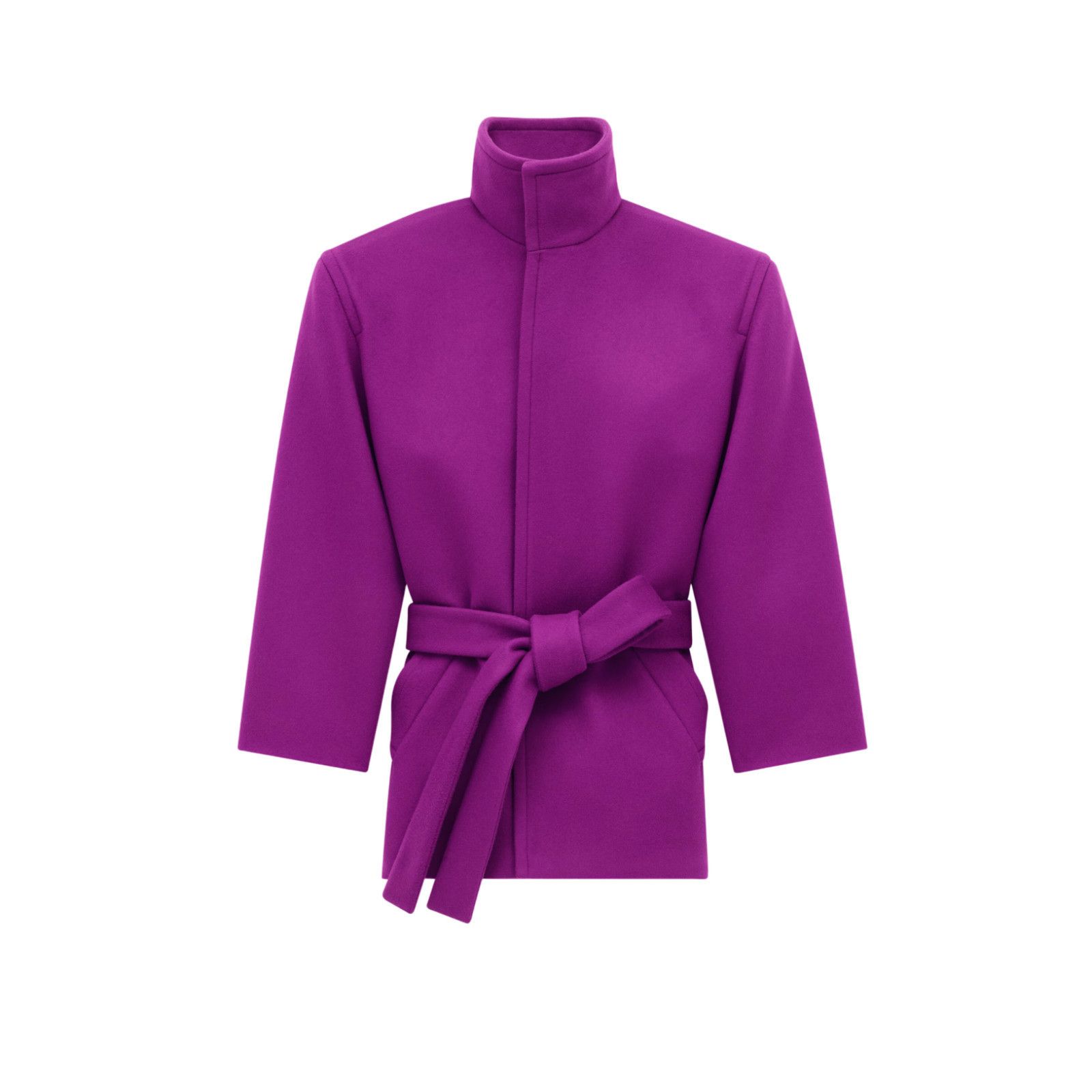 Other SAINT LAURENT $6100 Violet Belted Wool Coat New & Authentic Size XS / US 0-2 / IT 36-38 - 1 Thumbnail