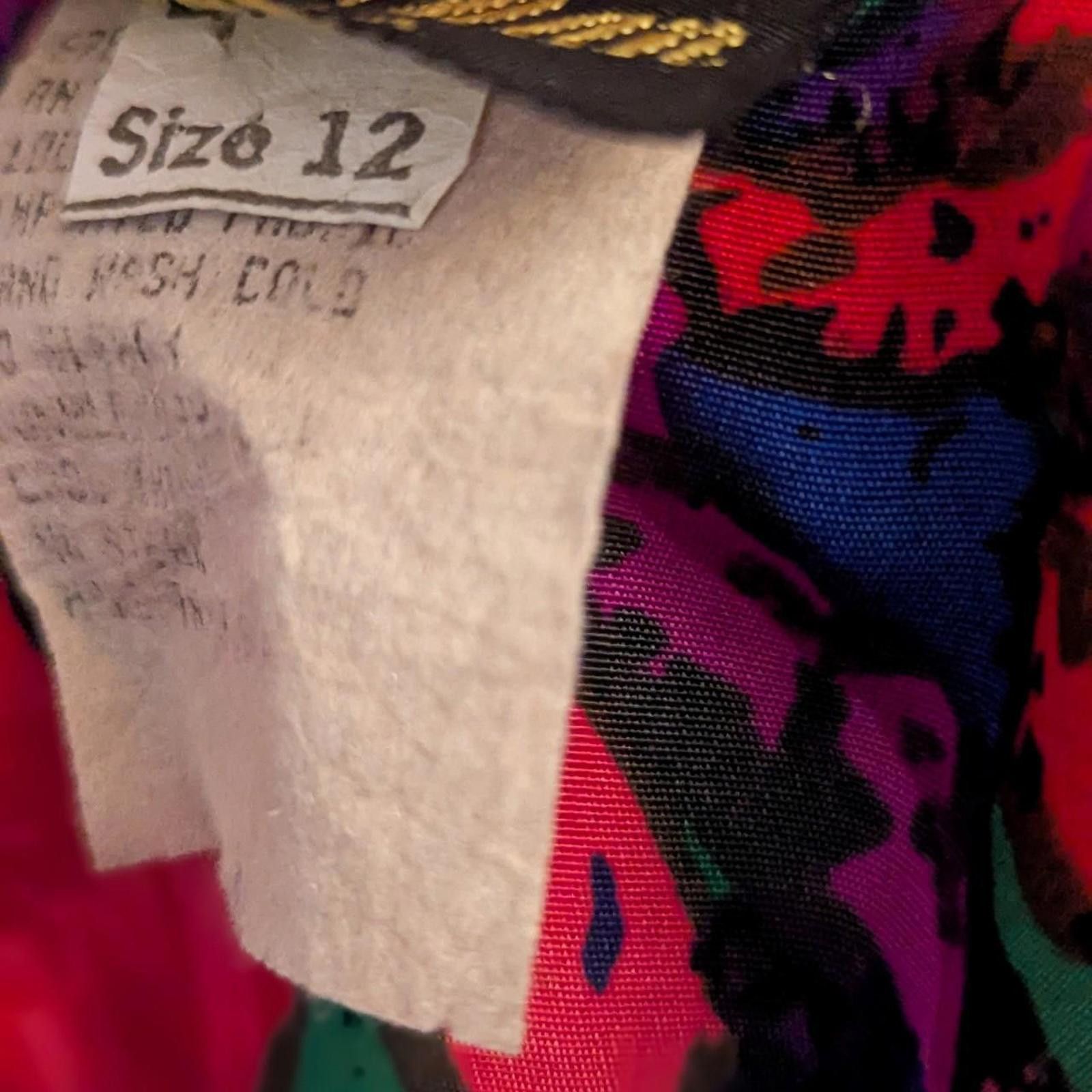 Other Vintage 1980s Stuart Alan Bold Floral Midi Dress Size XL / US 12-14 / IT 48-50 - 5 Thumbnail