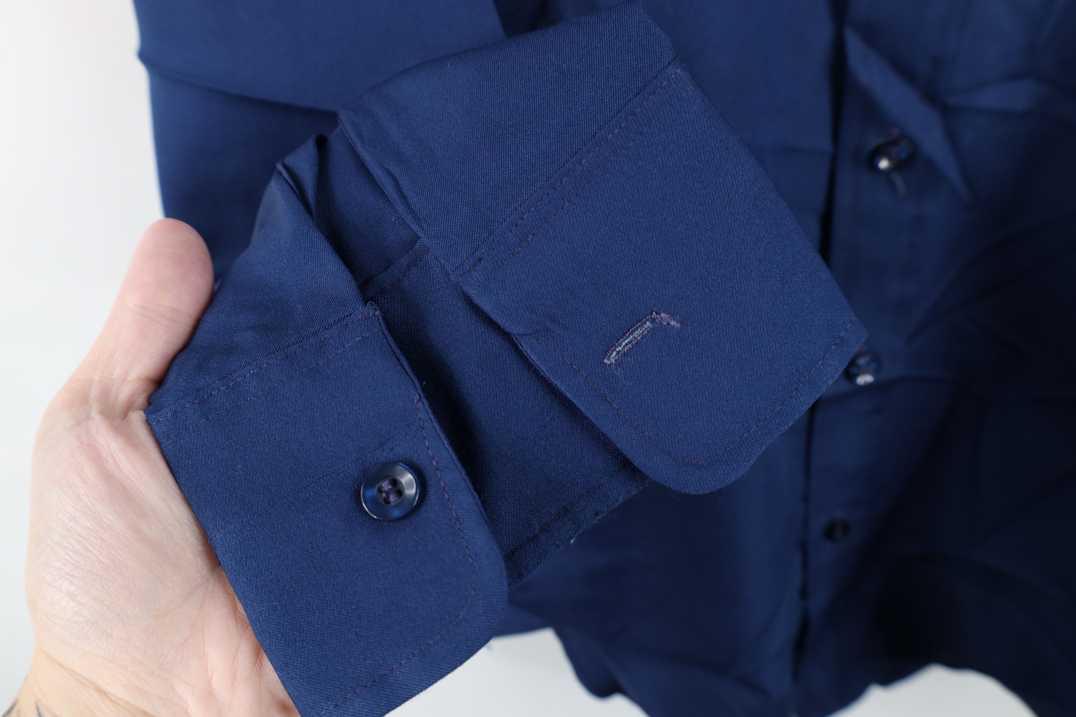 Vintage Vintage 70s Streetwear Knit Collared Button Shirt Blue Size US M / EU 48-50 / 2 - 4 Thumbnail