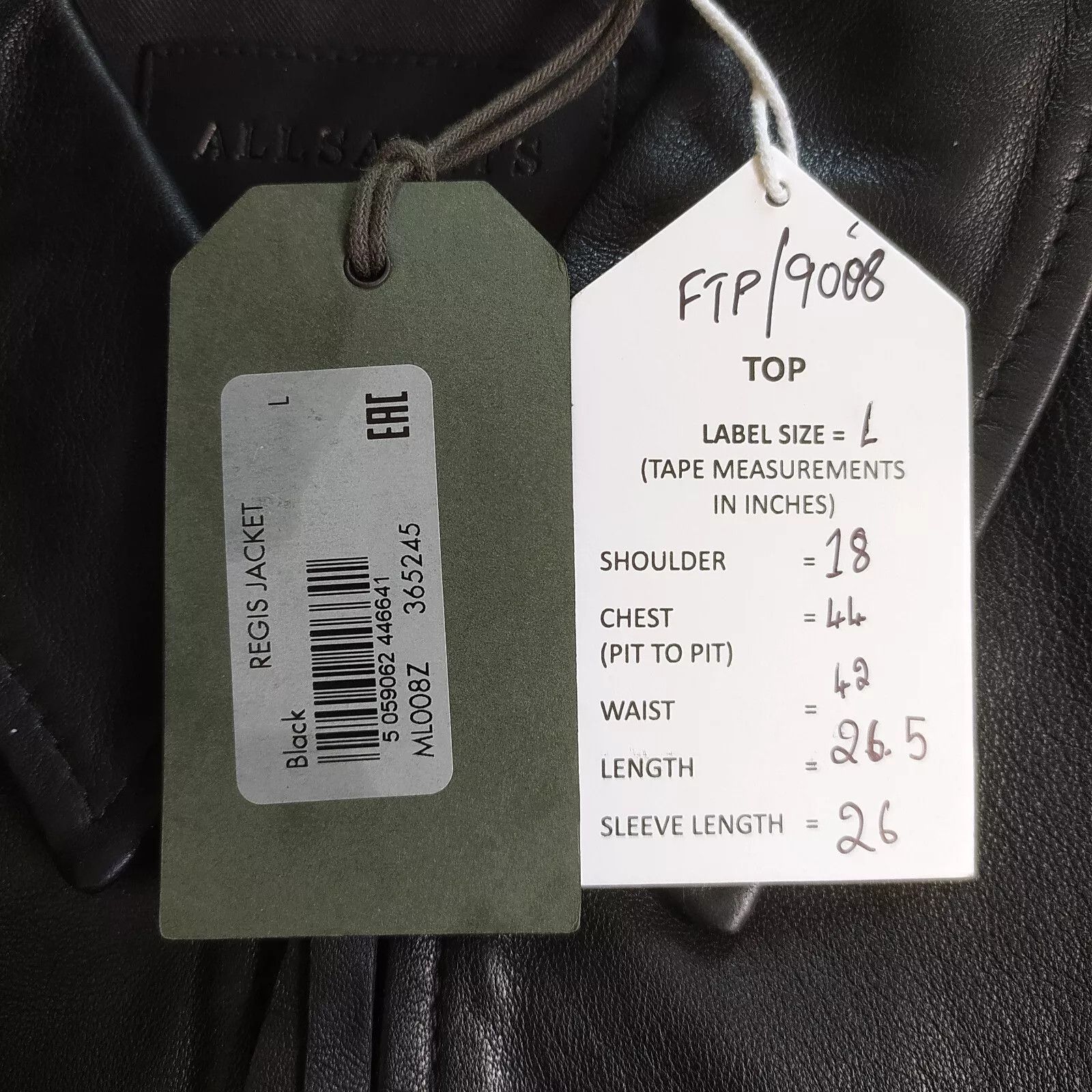 Allsaints ALLSAINTS Regis Leather Jacket FTP 9008 Size US L / EU 52-54 / 3 - 4 Thumbnail