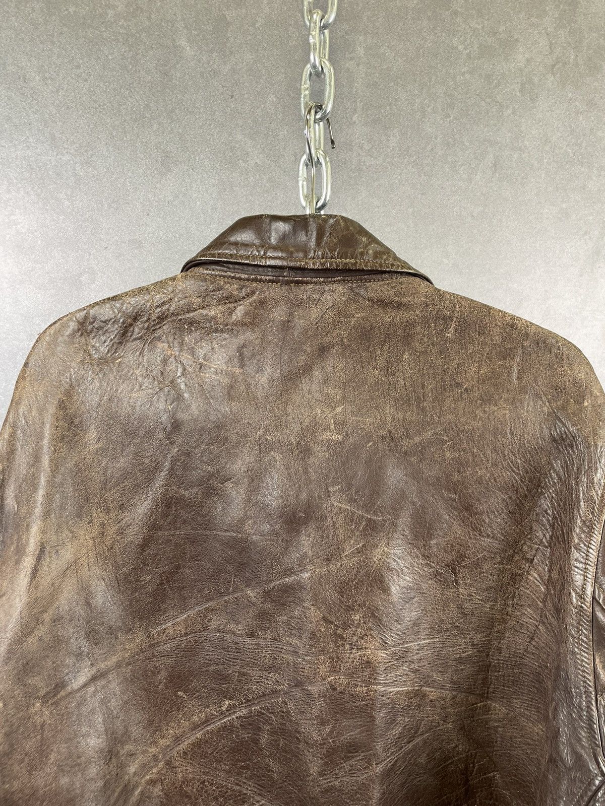 40s 50s Distressed Brown Leather Bomber Jacker