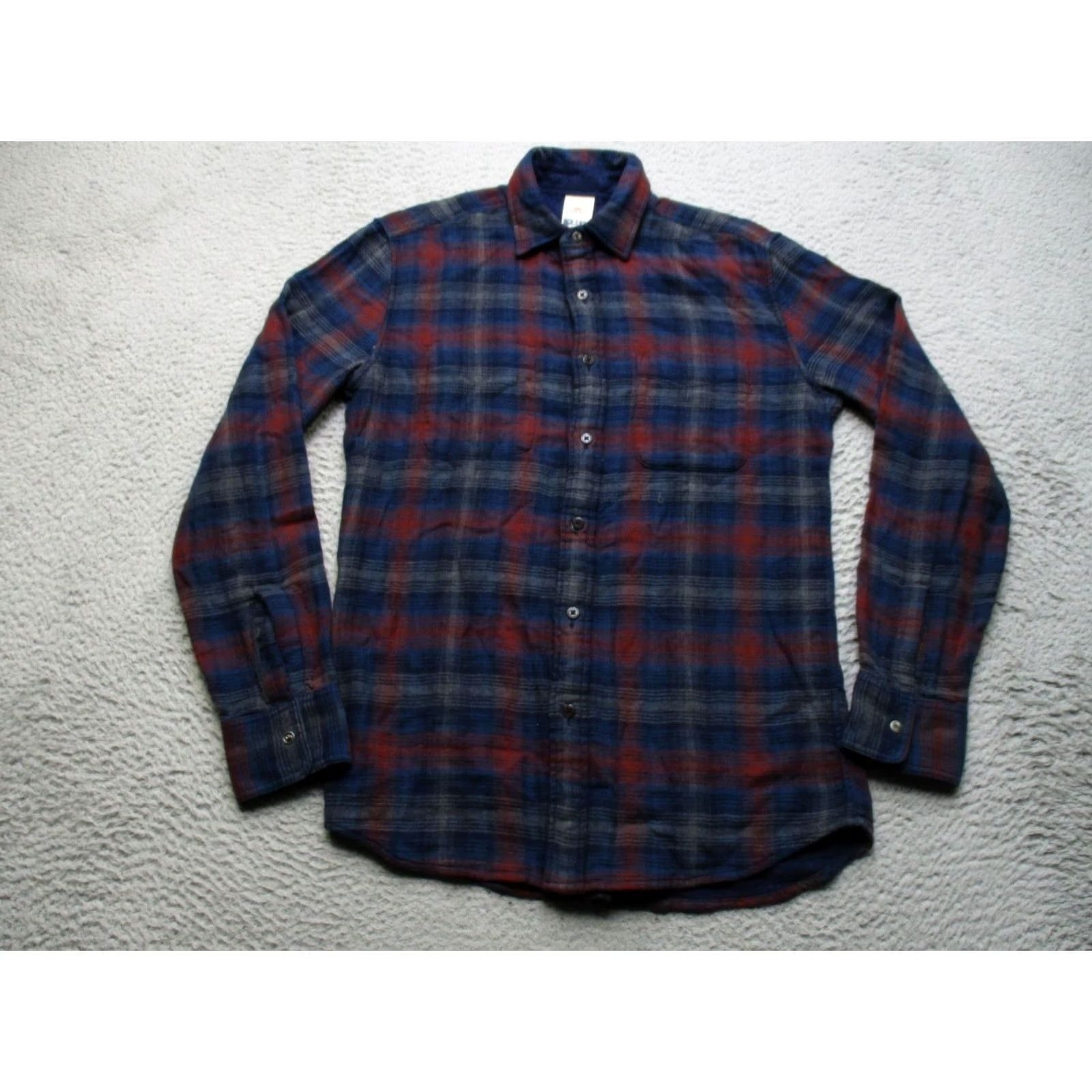 Faherty Faherty Shirt Mens XS Blue Plaid Reversible Flannel Button Front Organic Cotton Size US XS / EU 42 / 0 - 2 Thumbnail