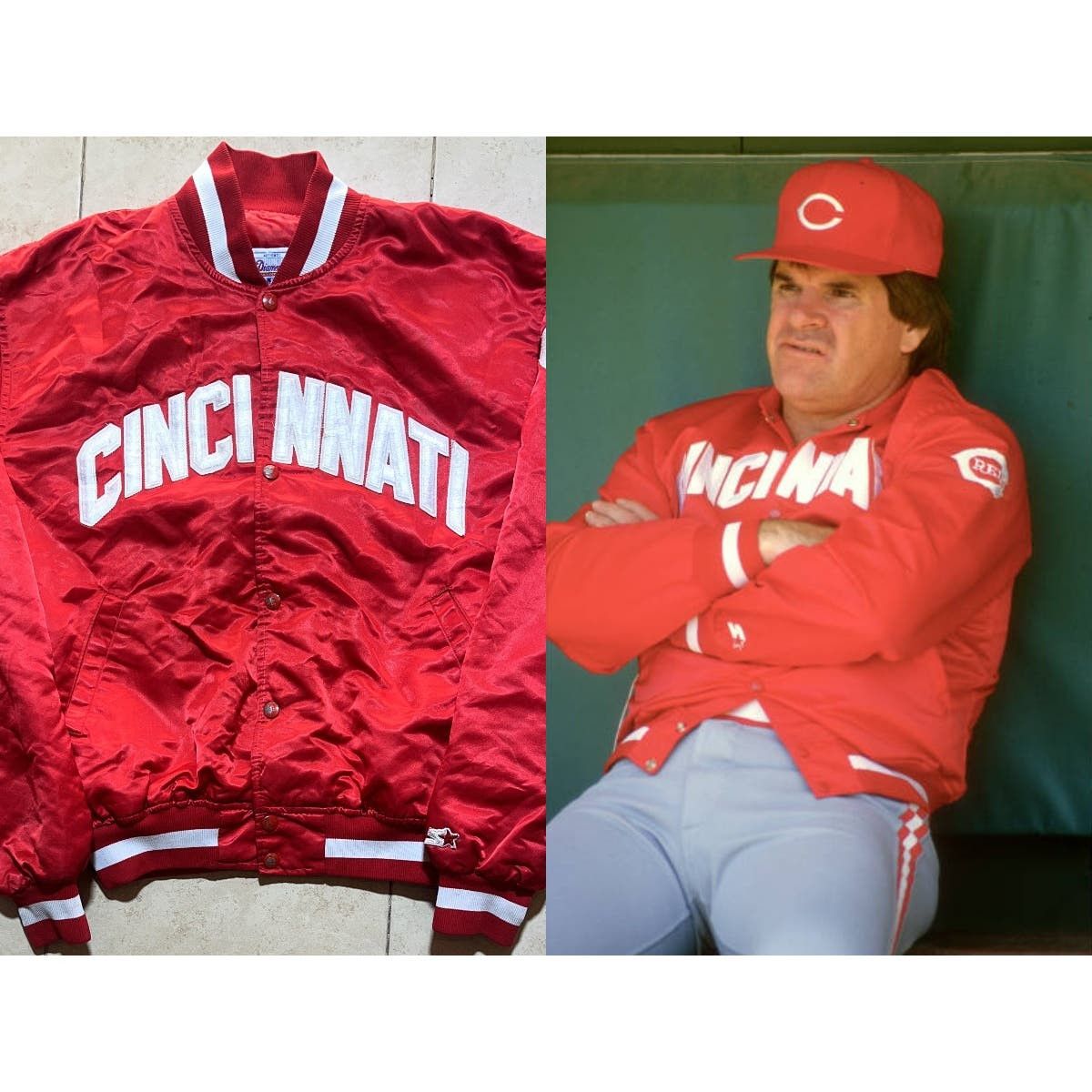 Image of Cincinnati Reds 90's Starter Satin Bomber XL Mlb Baseball Vtg, Men's